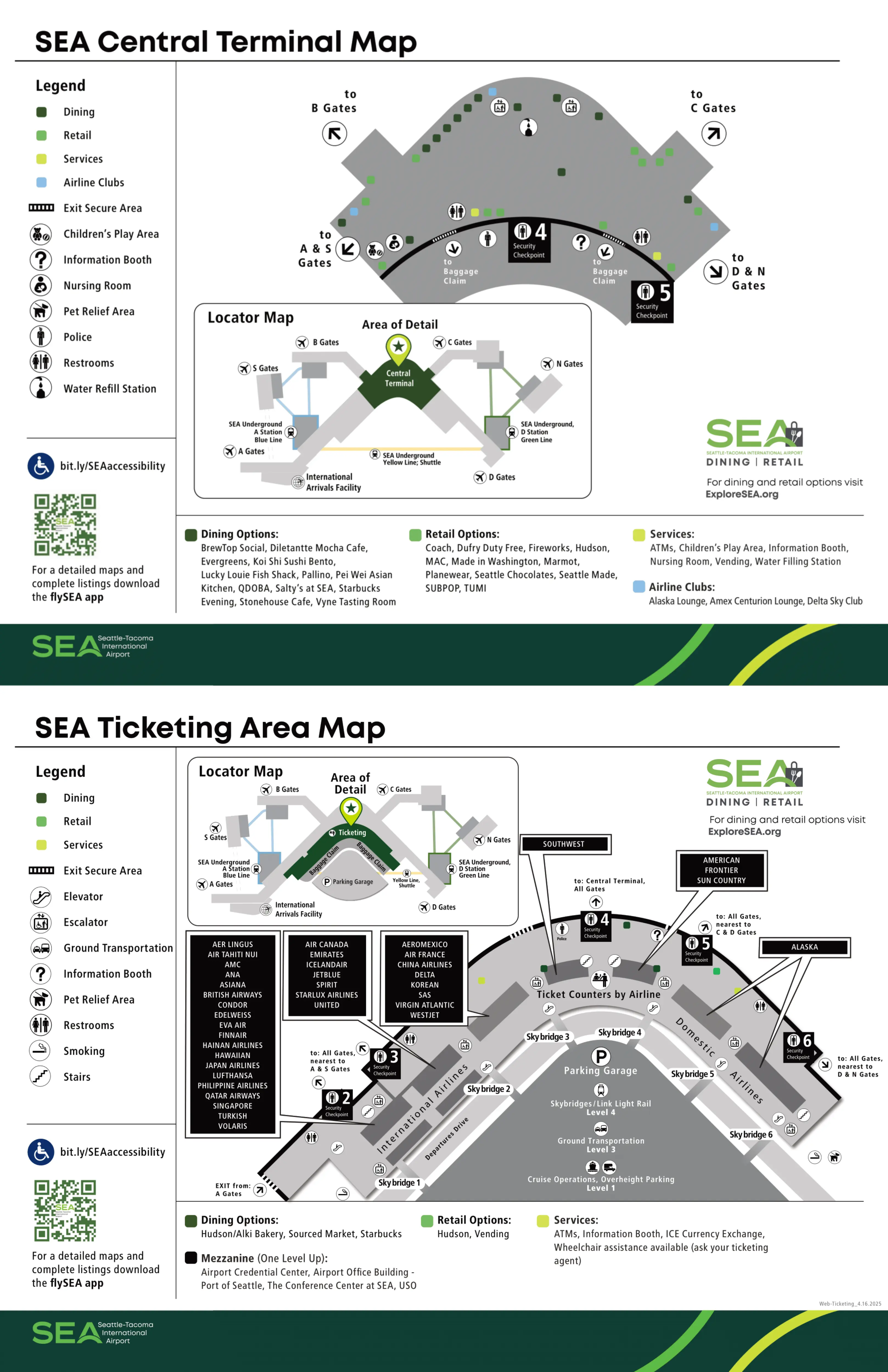 Seattle–Tacoma International Airport Central Terminal Map 2025