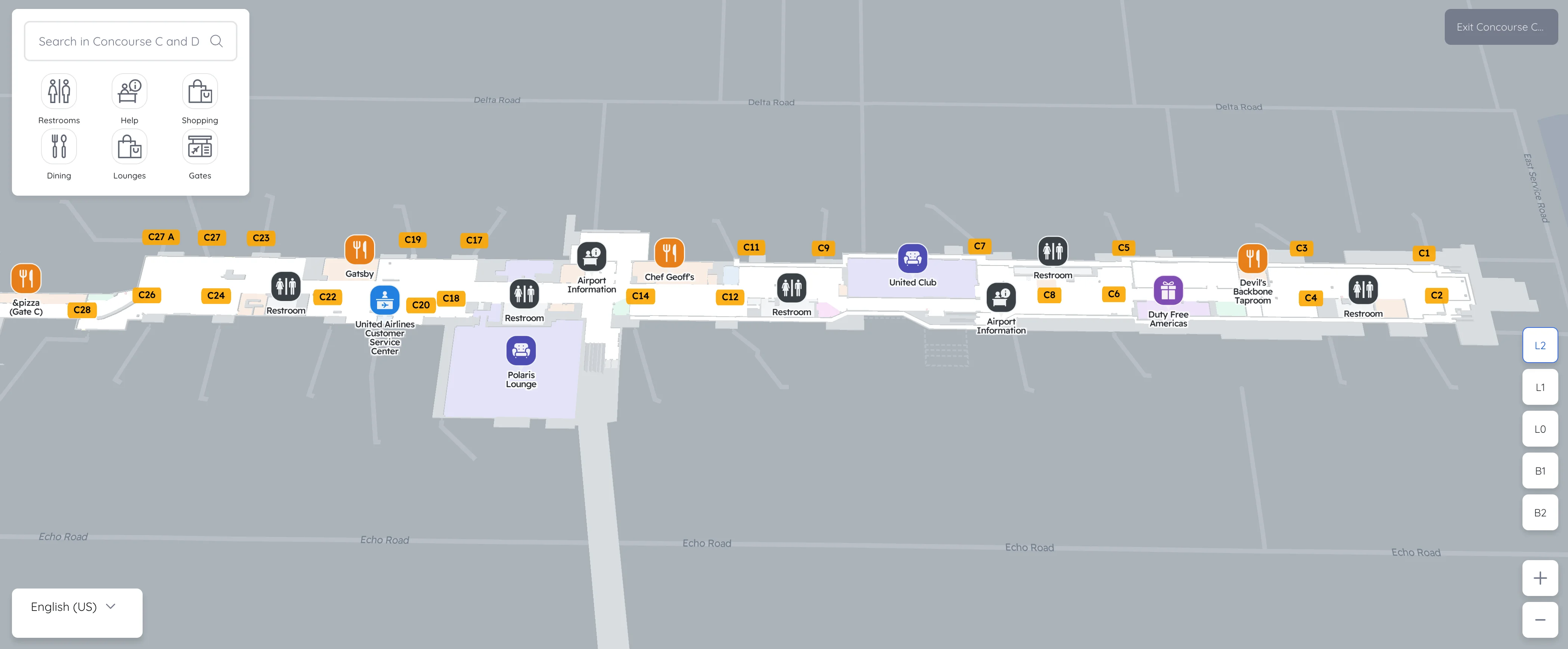 Washington Dulles International Airport Concourse C Level 2 Map 2025