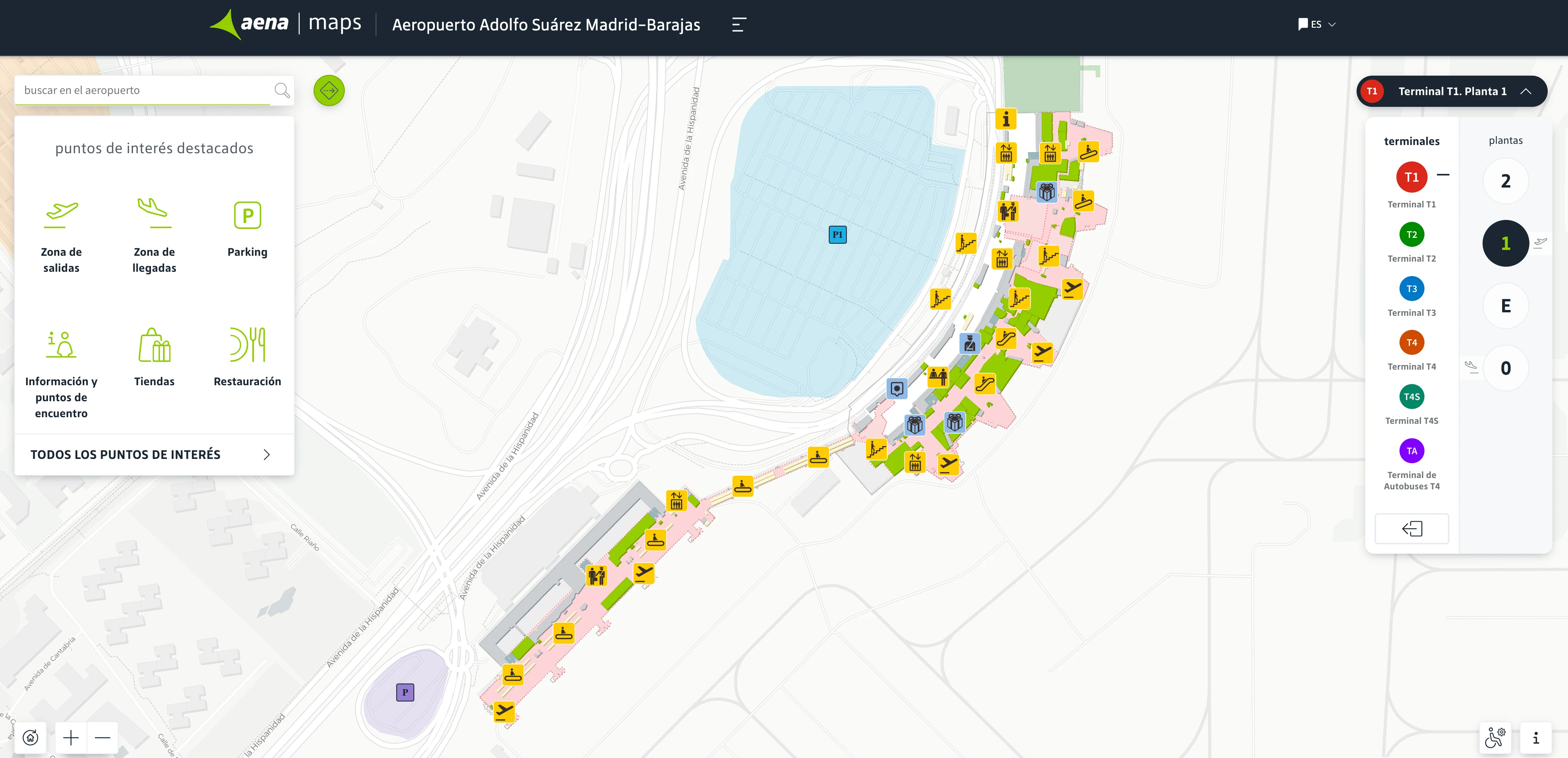 Adolfo Suárez Madrid–Barajas Airport Terminal 1 Level 1 Map 2025