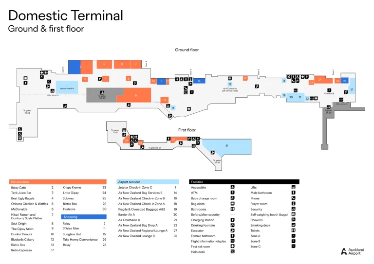 Auckland International Airport Domestic Terminal Map 2025