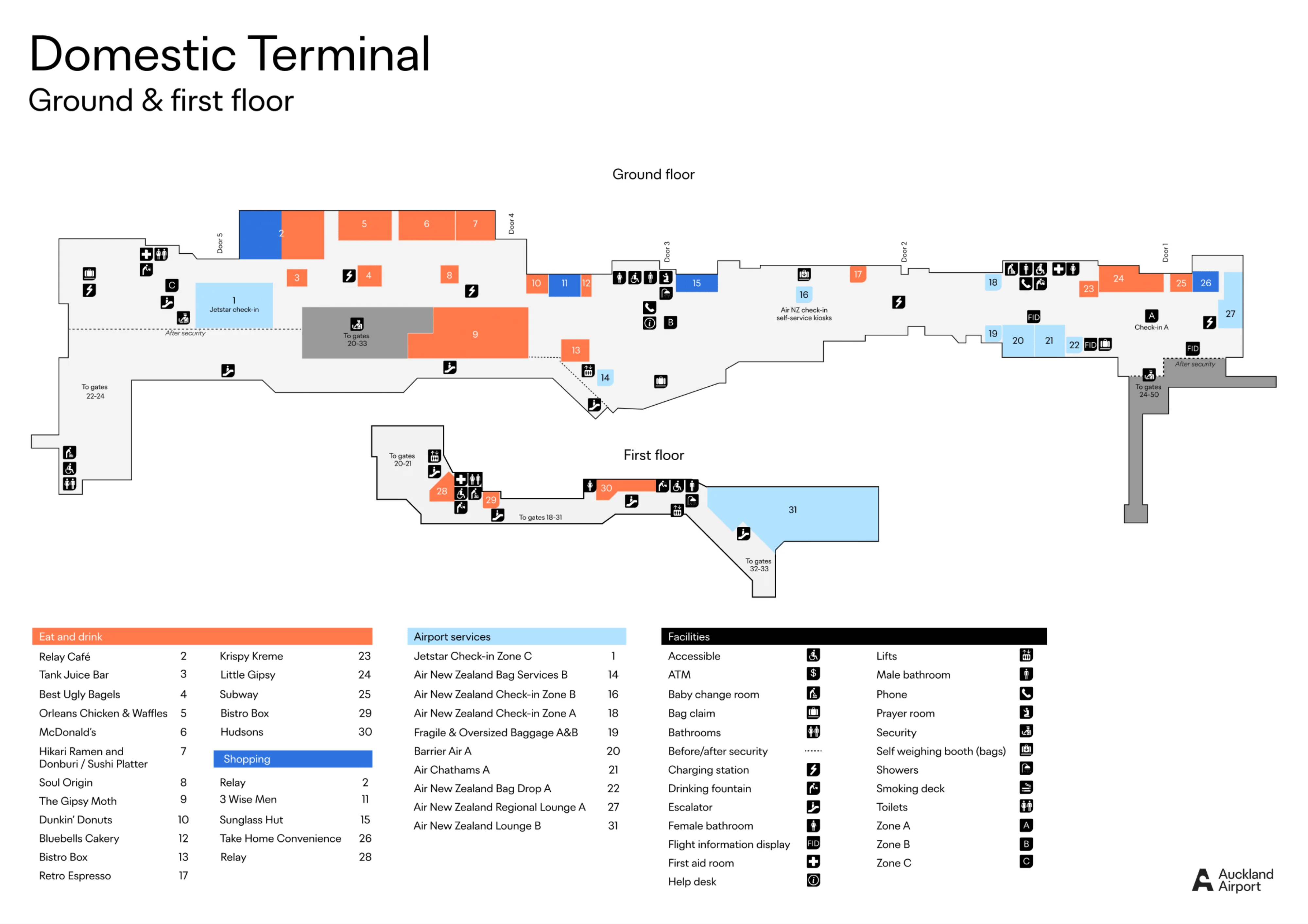 Auckland International Airport Domestic Terminal Map 2025