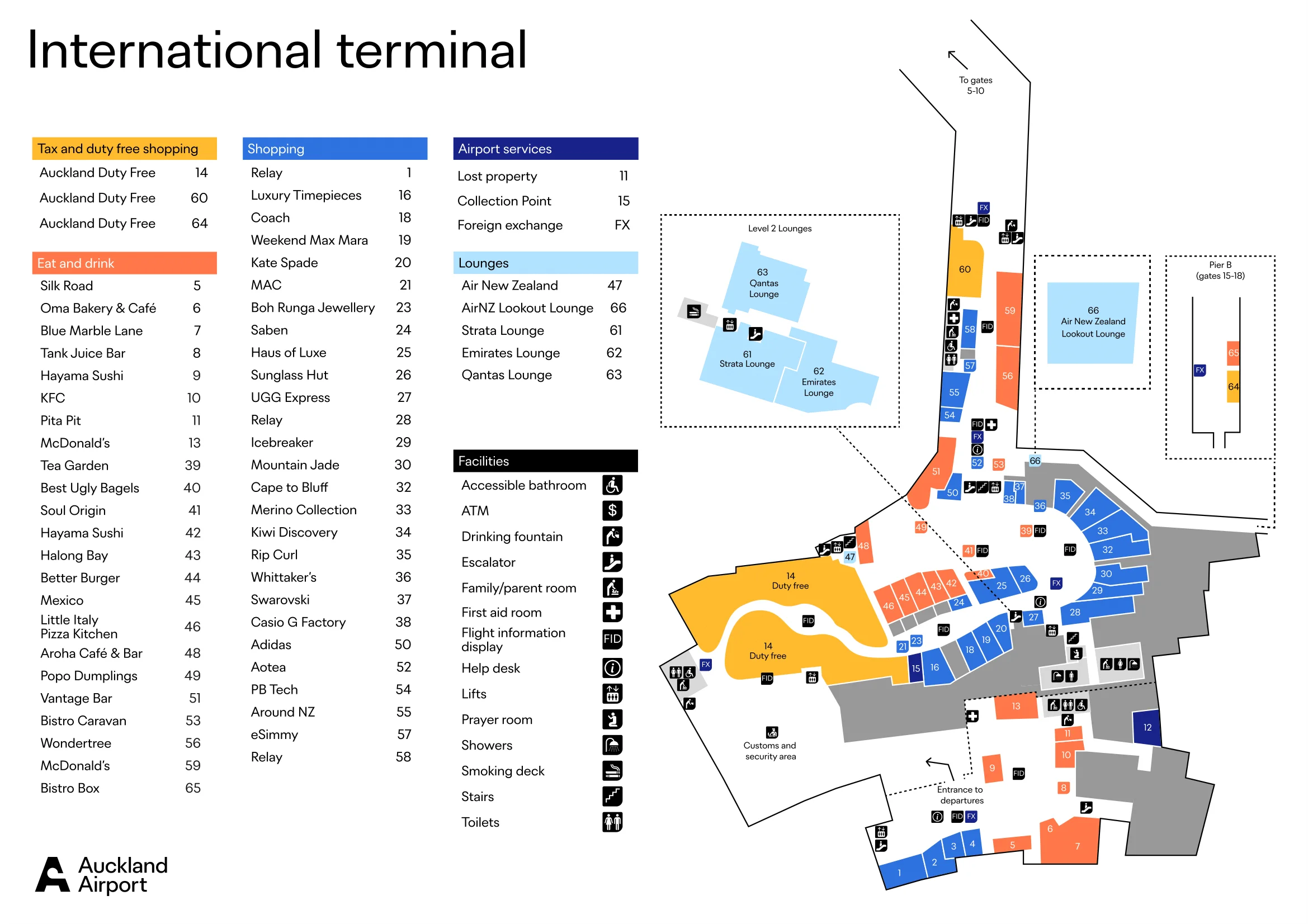 Auckland International Airport International Terminal First Floor Map 2025