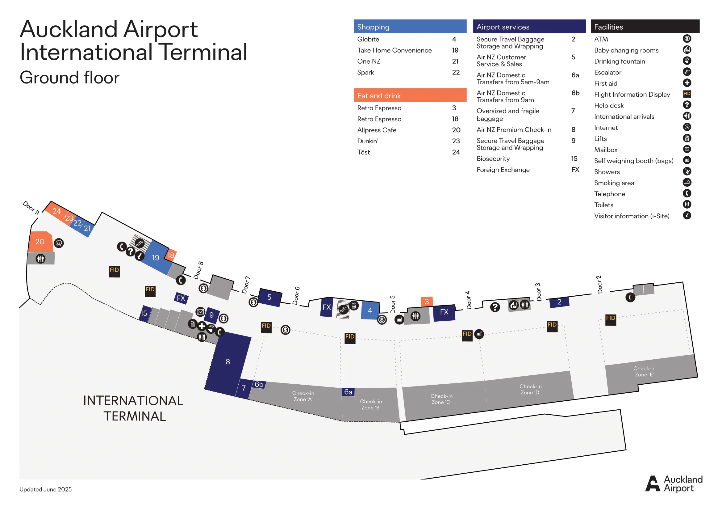 Auckland International Airport International Terminal Ground Floor Map 2025
