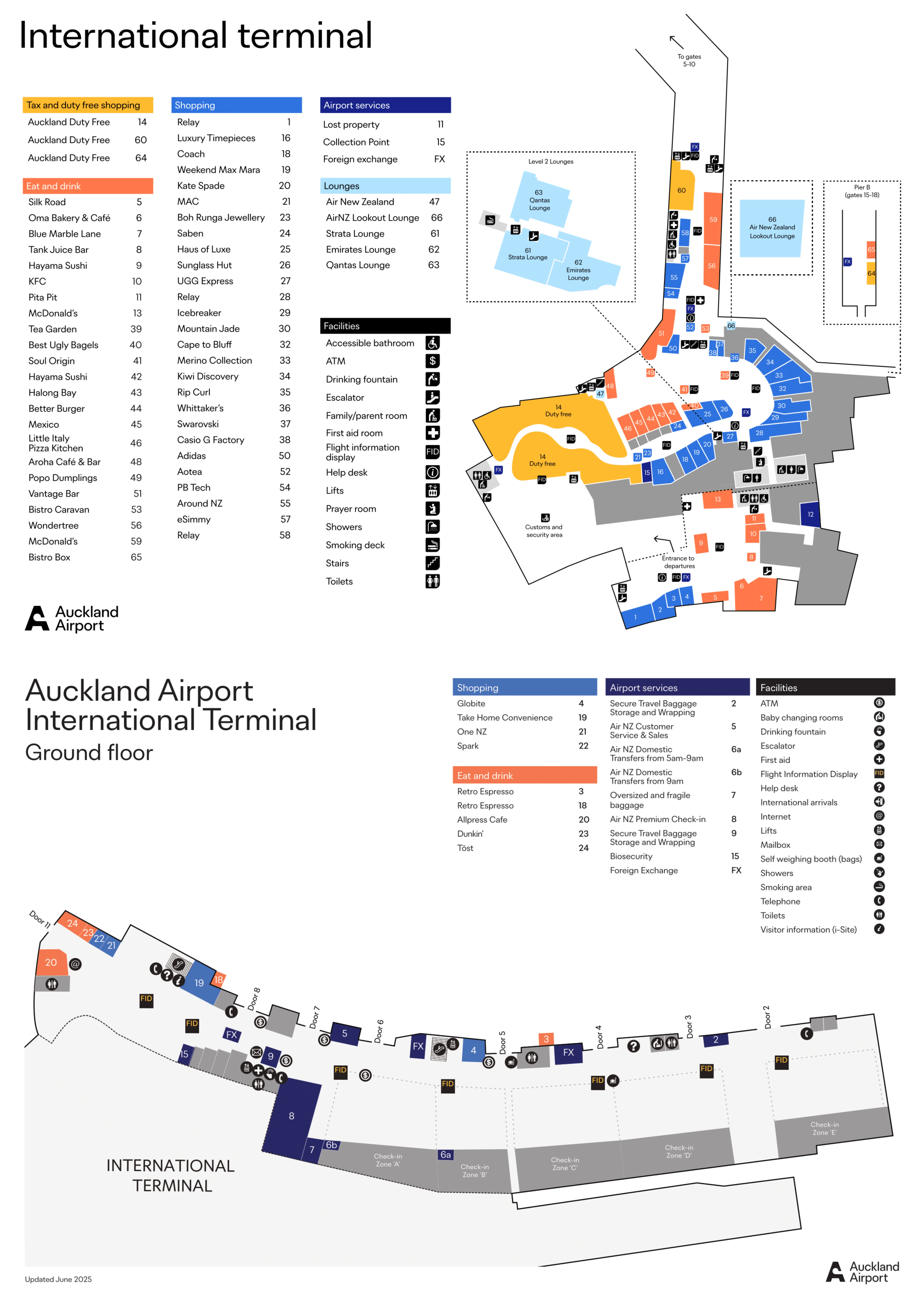 Auckland International Airport International Terminal Map 2025