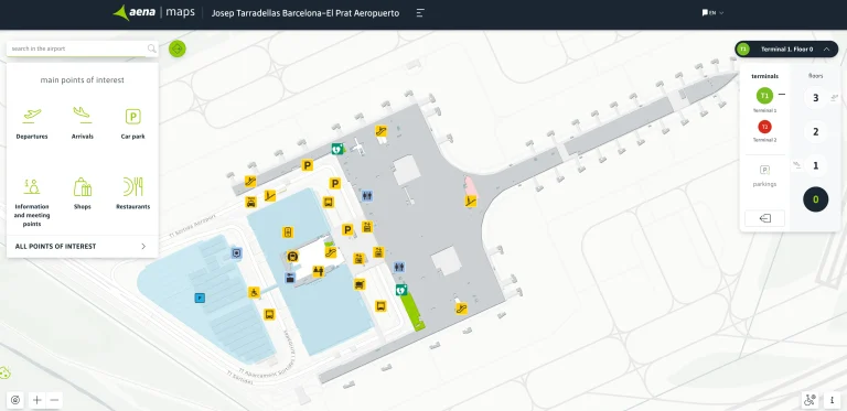 Barcelona-El Prat Airport Terminal 1 Level 0 Map 2025