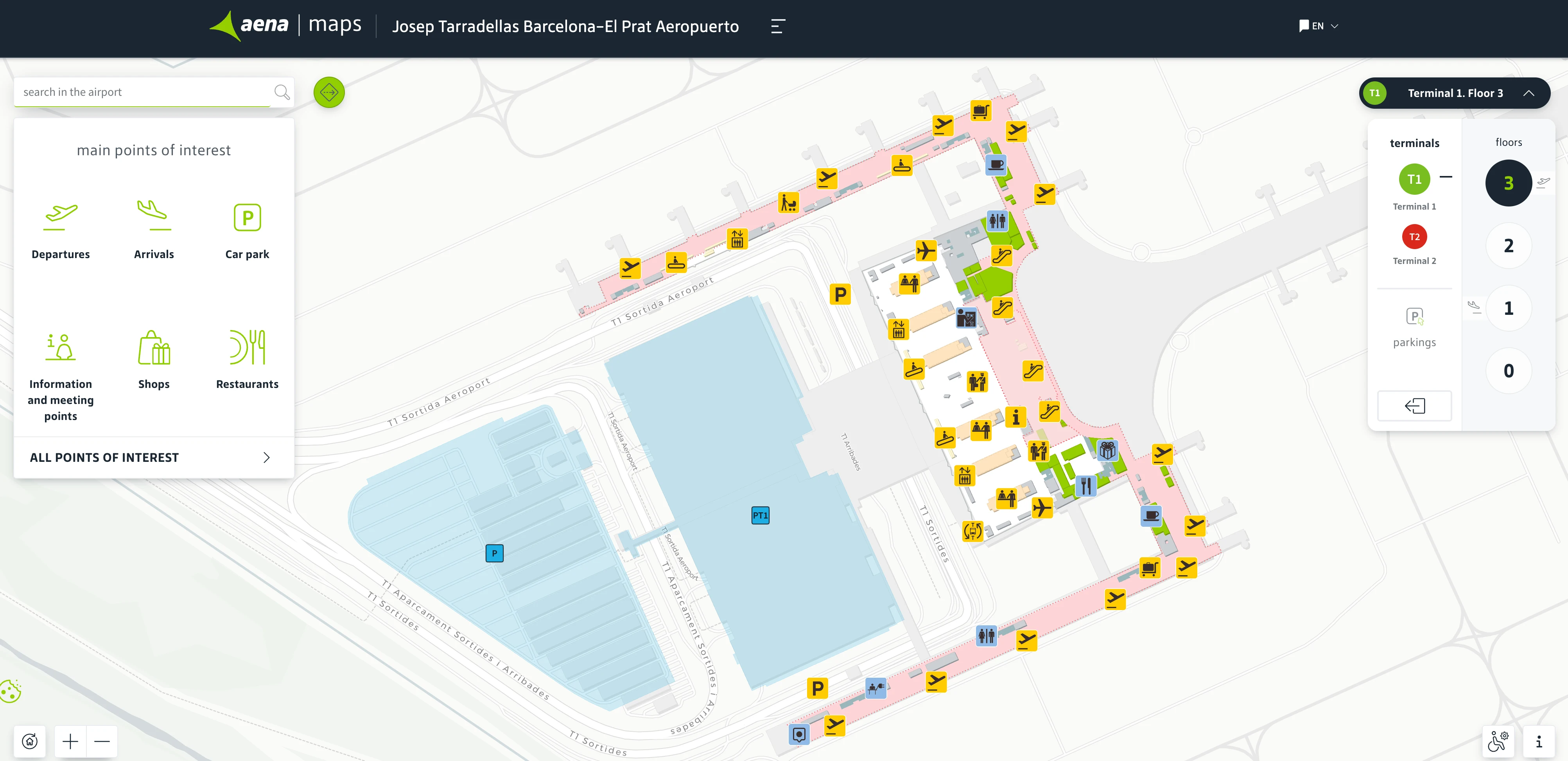 Barcelona-El Prat Airport Terminal 1 Level 3 Map 2025