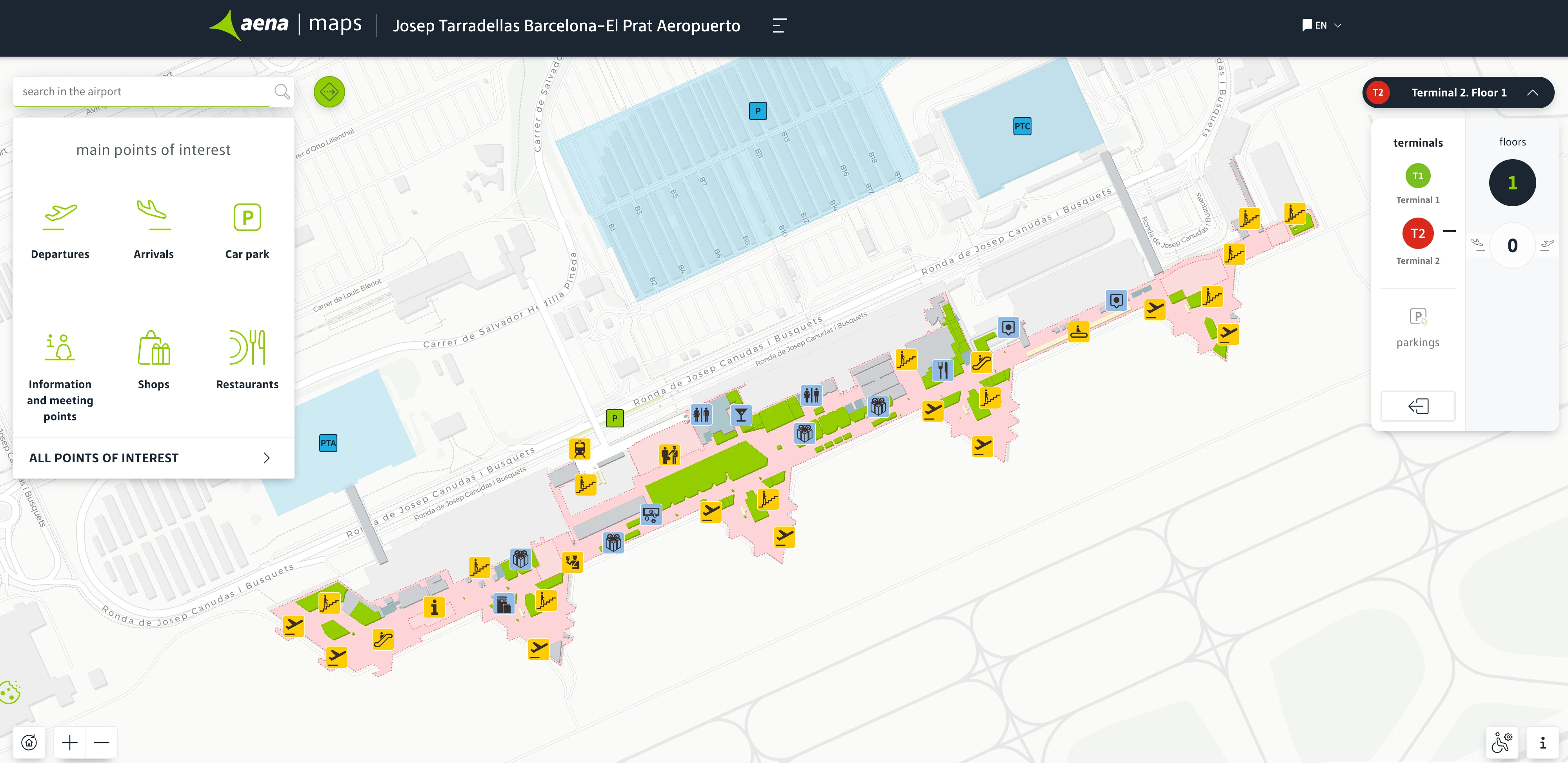 Barcelona-El Prat Airport Terminal 2 Level 1 Map 2025