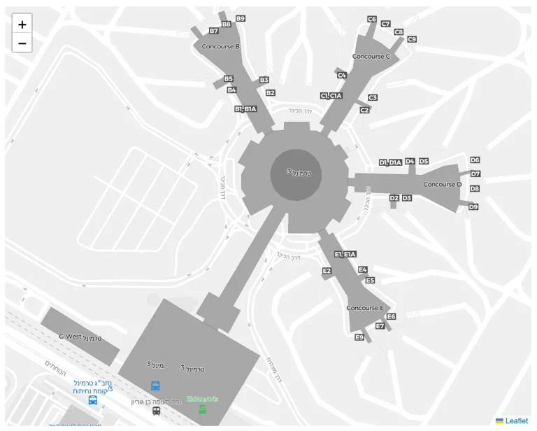Ben Gurion International Airport Terminal 1 Map 2025