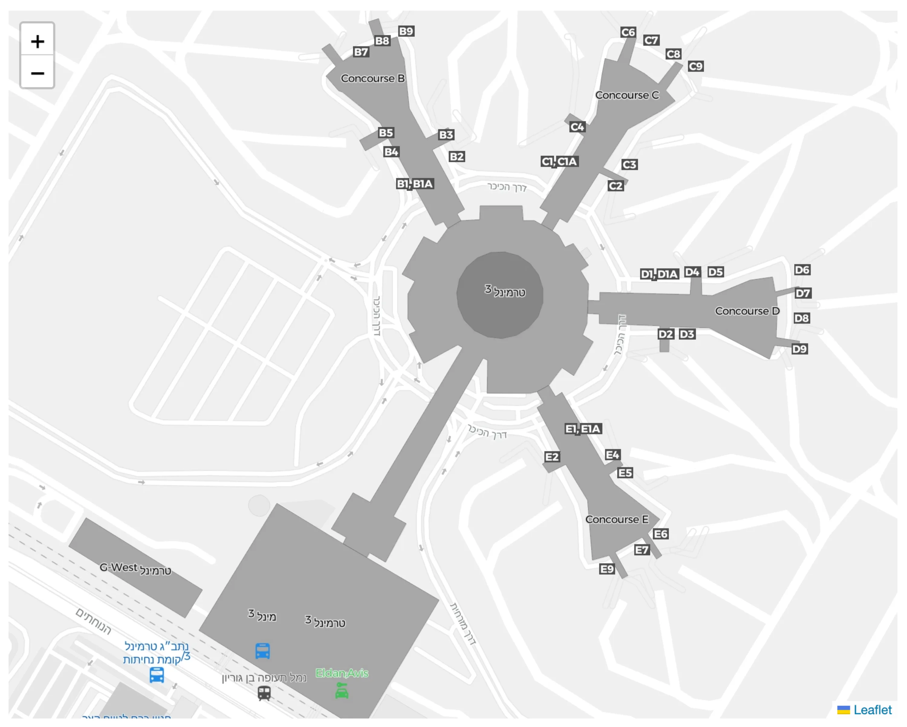 Ben Gurion International Airport Terminal 1 Map 2025