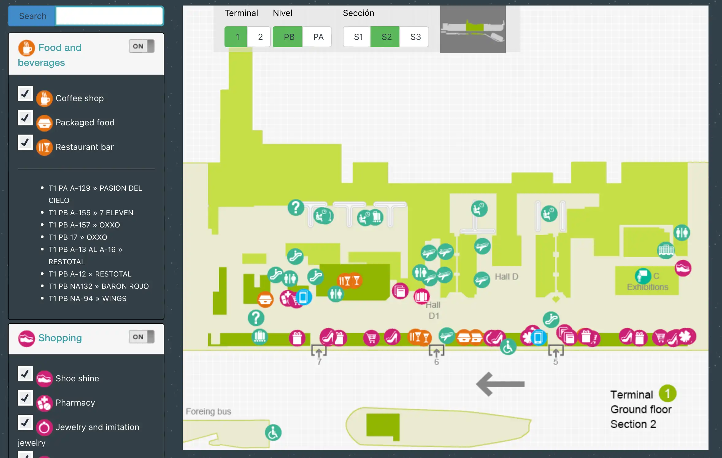 Benito Juárez International Airport Terminal 1 Ground Floor Section 2 Map 2025