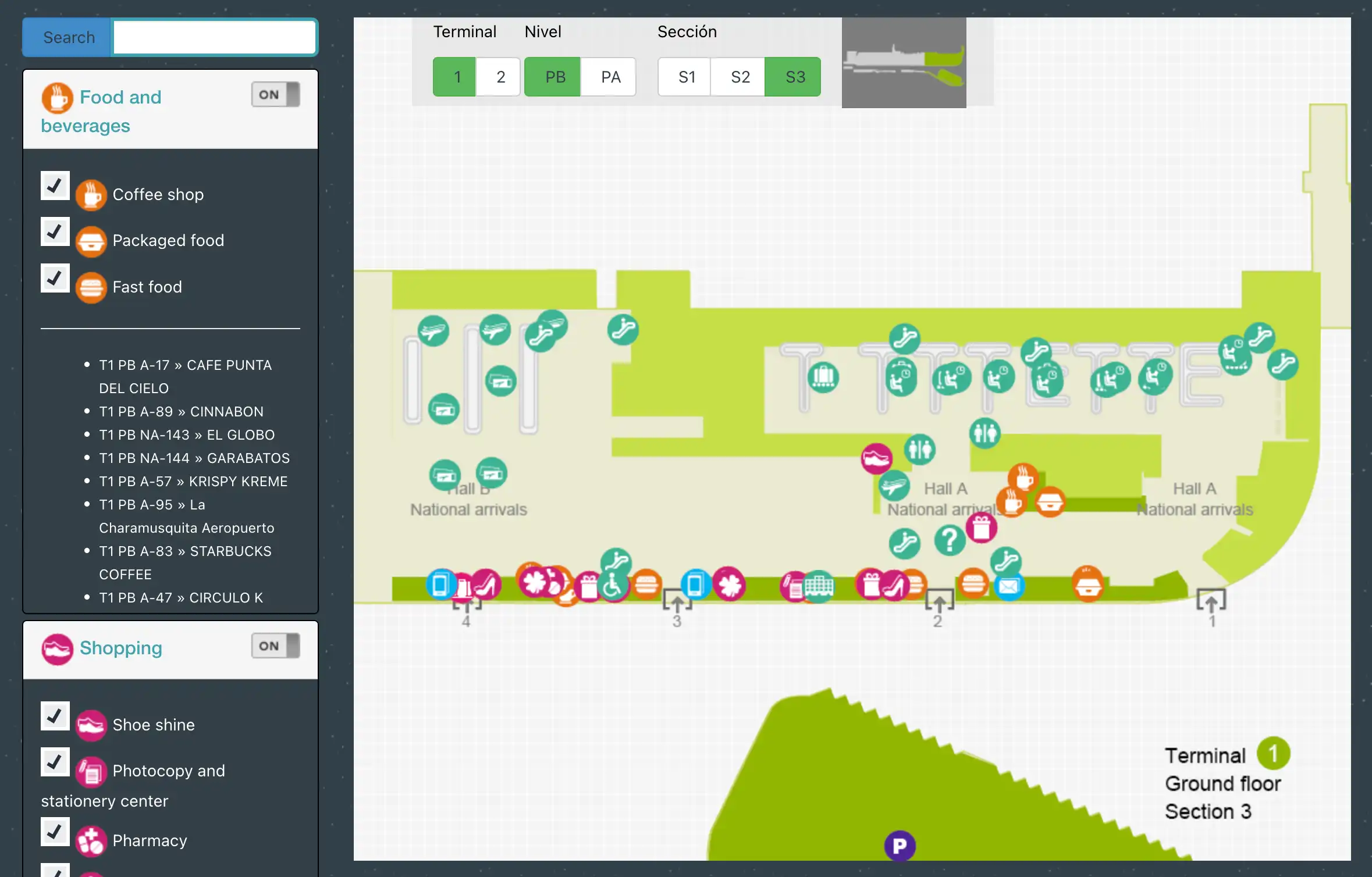 Benito Juárez International Airport Terminal 1 Ground Floor Section 3 Map 2025