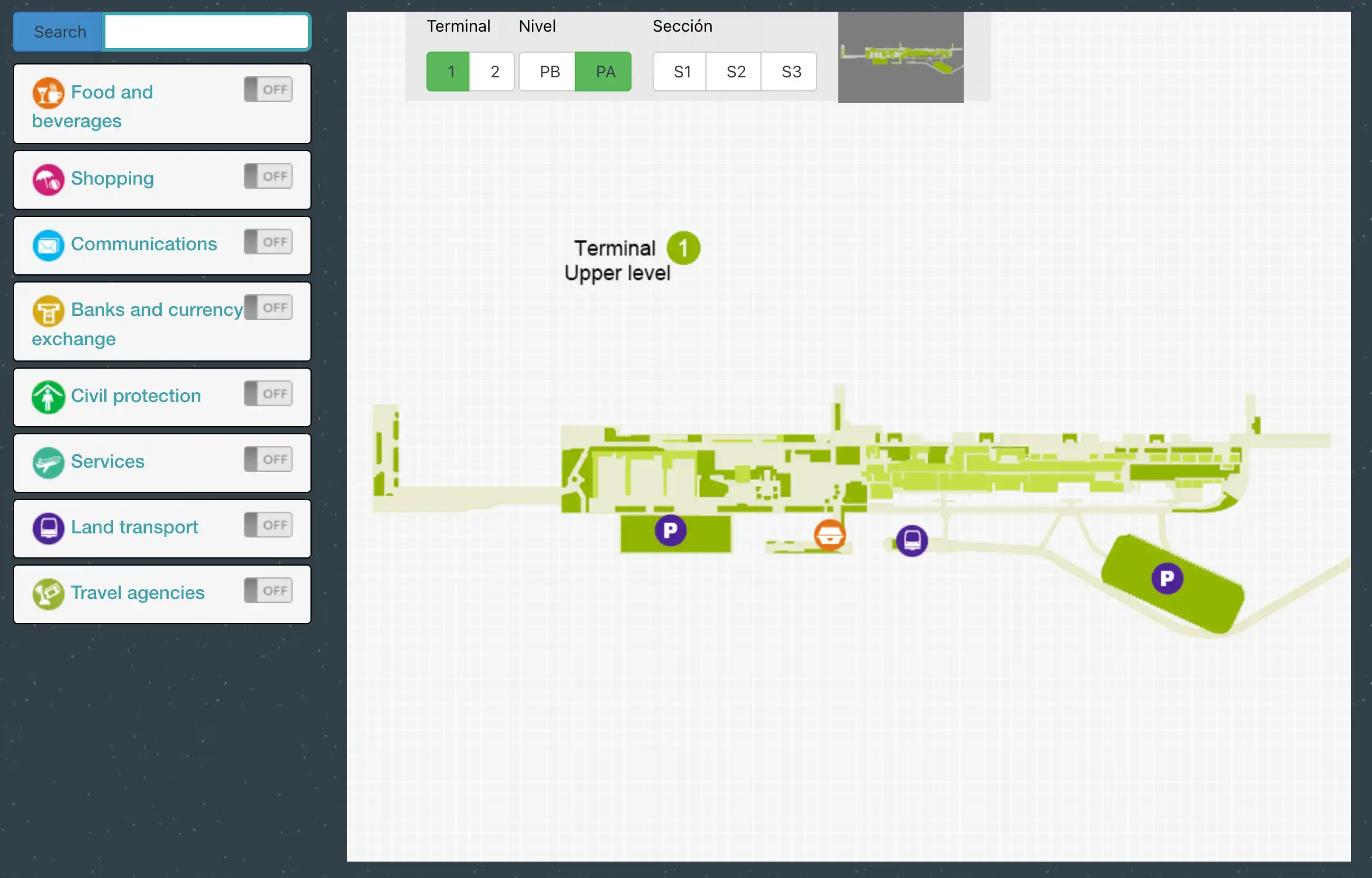 Benito Juárez International Airport Terminal 1 Upper Floor Map 2025