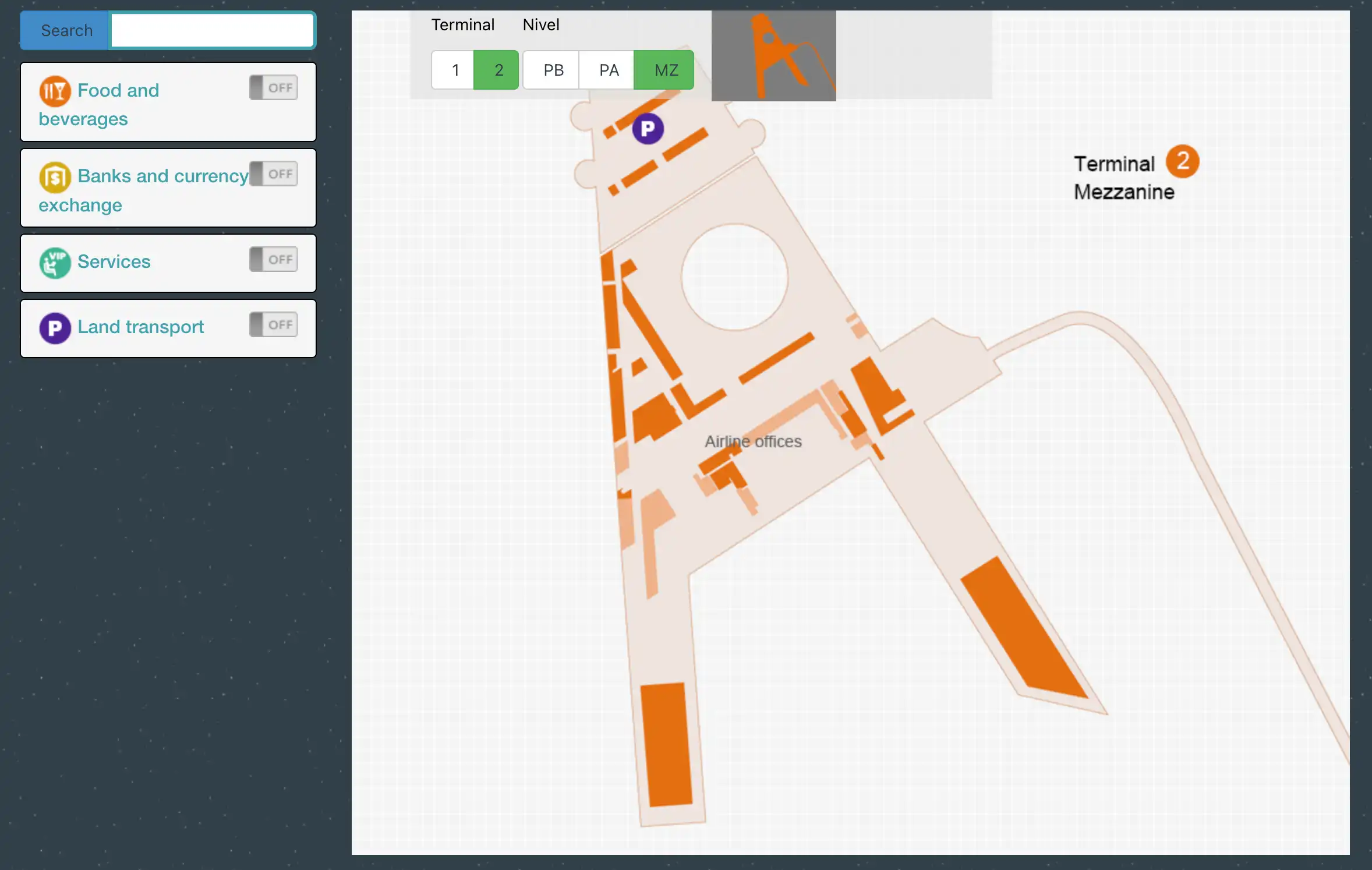 Benito Juárez International Airport Terminal 2 Mezzanine Map 2025