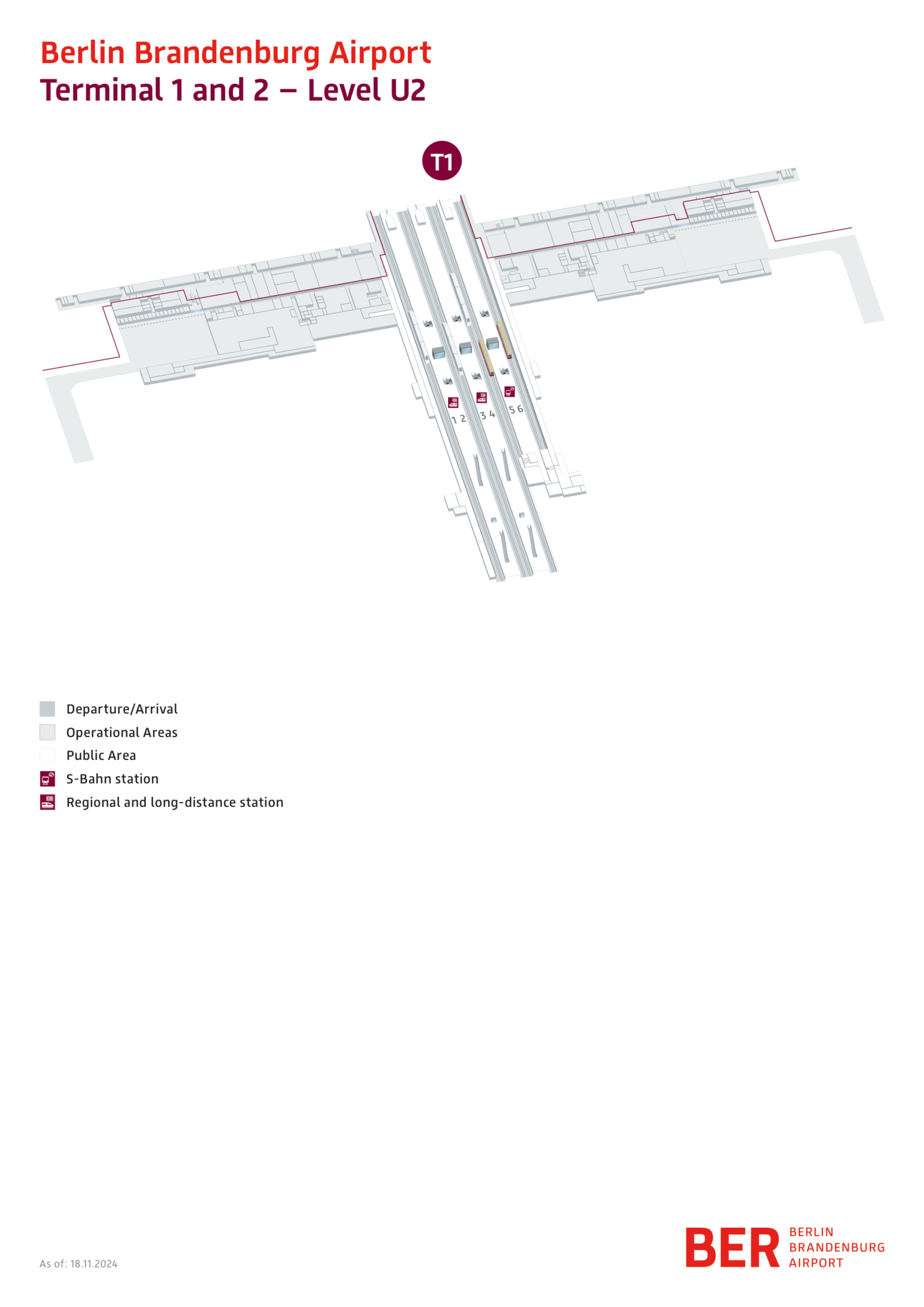 Berlin Brandenburg Airport Terminal 1 Level U2 Map 2024-2026