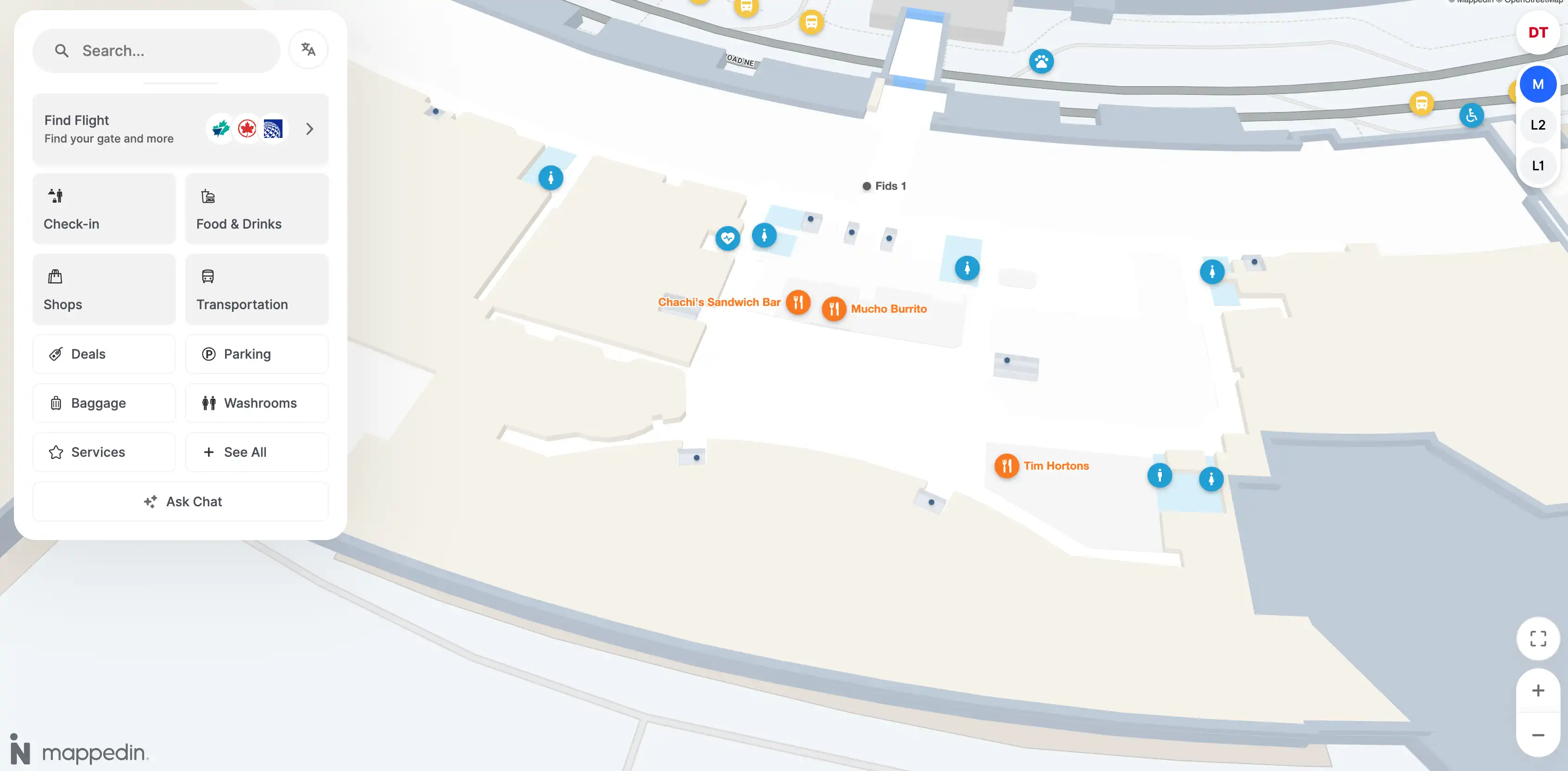 Calgary International Airport Domestic Terminal Mezzanine Map 2025