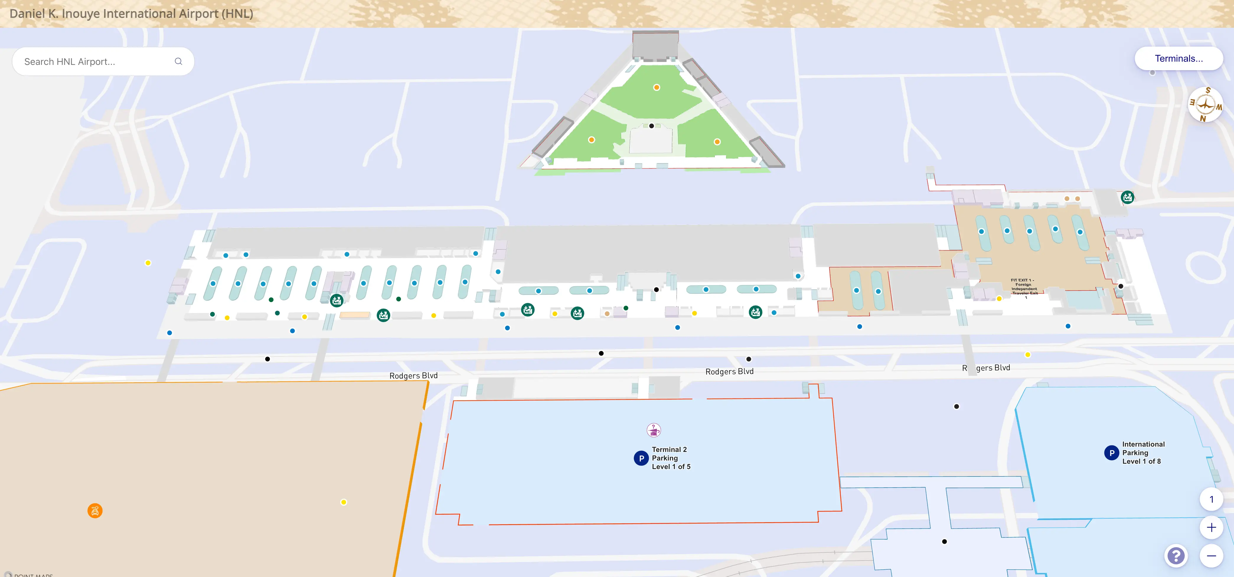 Daniel K Inouye International Airport Terminal 2 Level 1 Arrivals Map 2025