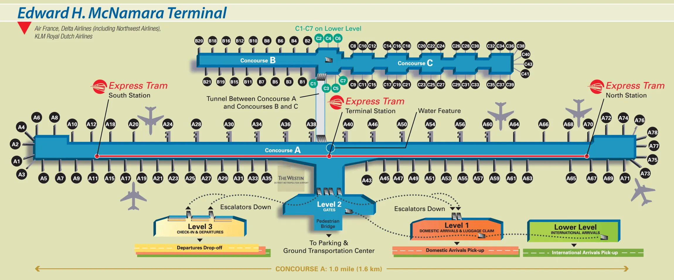 Detroit Metropolitan Airport McNamara Map 2012