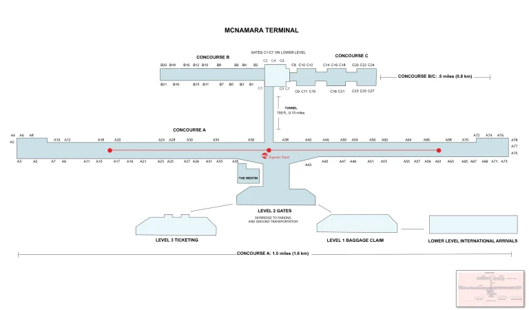 Detroit Metropolitan Airport McNamara Map 2025