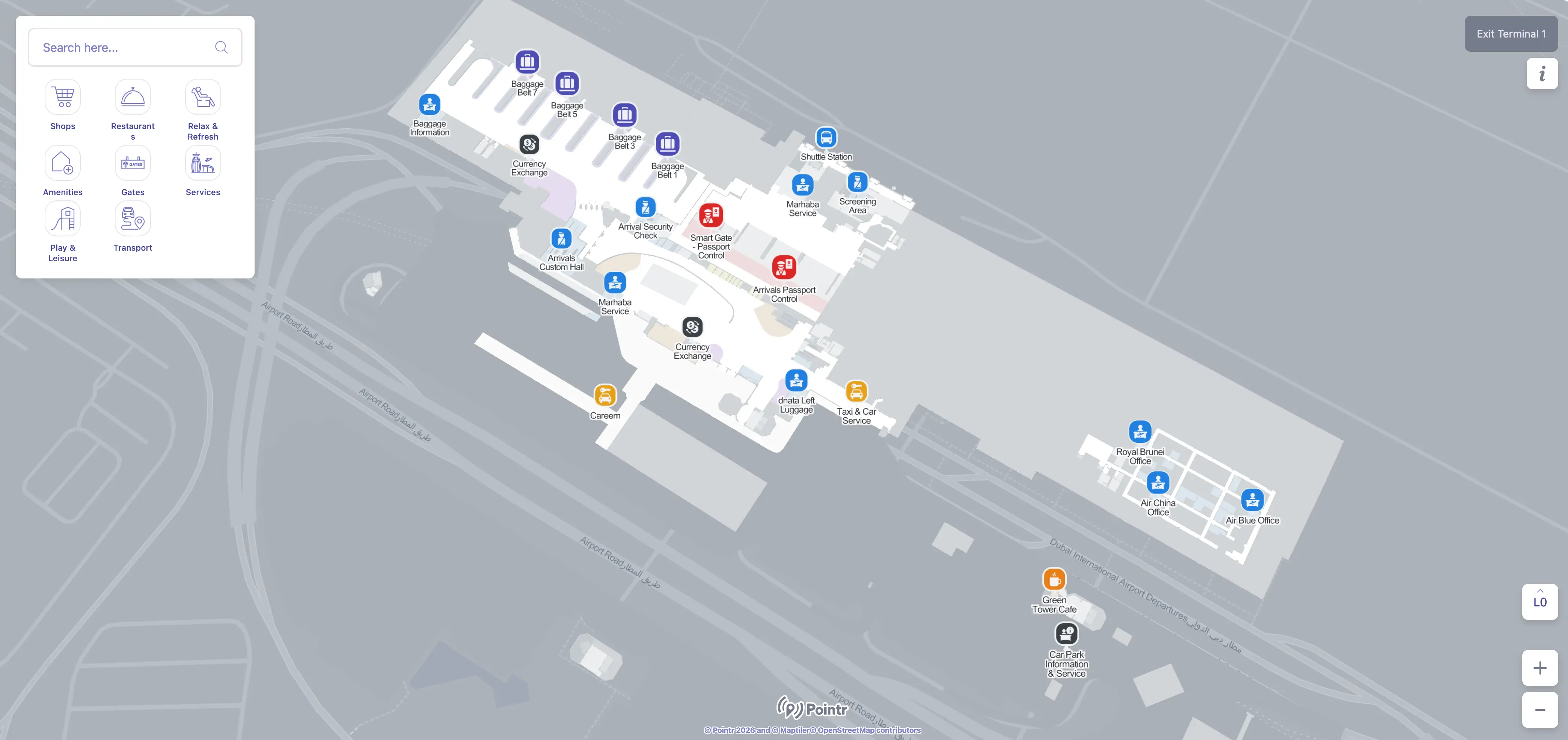 Dubai International Airport Terminal 1 Level 0 Arrivals Map 2025