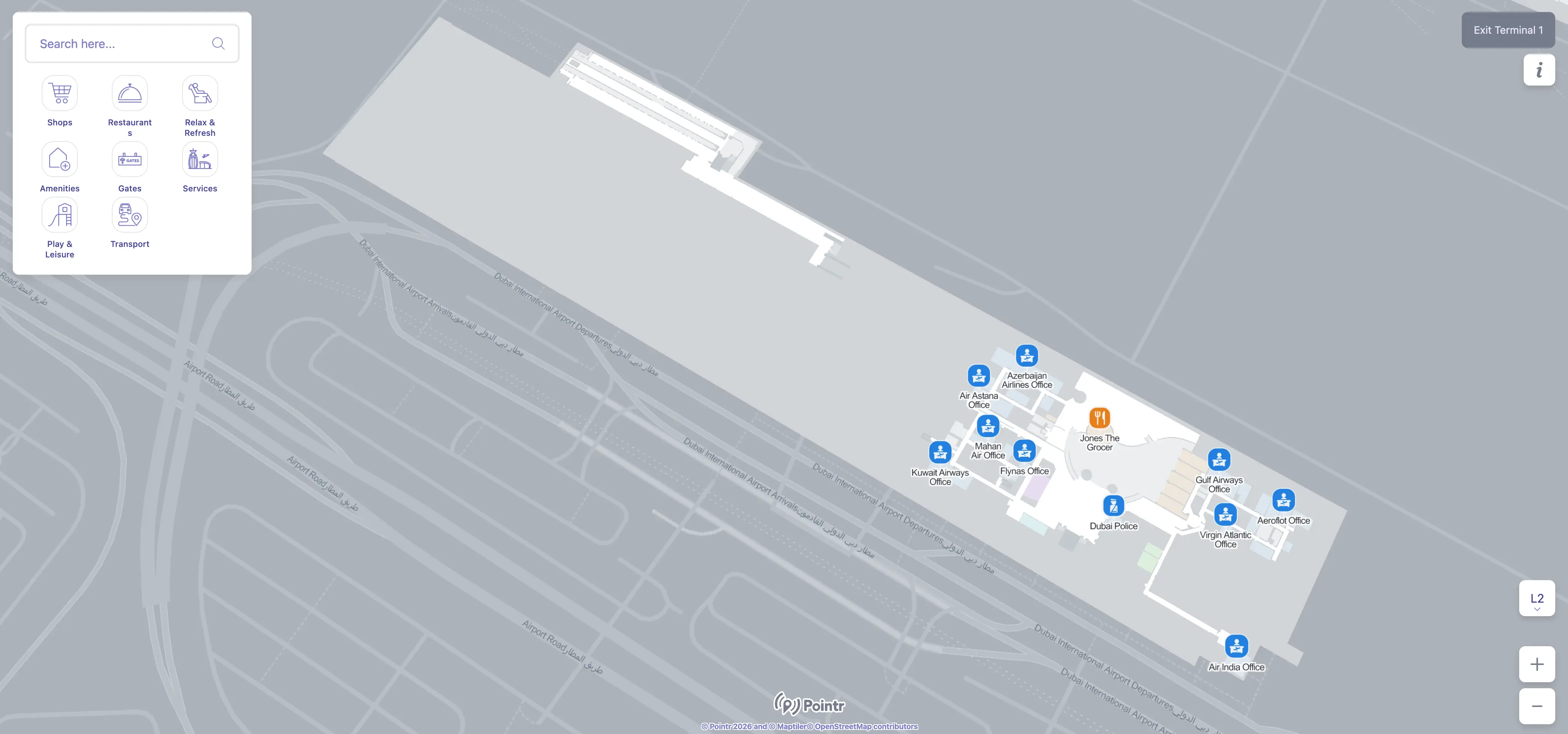 Dubai International Airport Terminal 1 Level 2 Food Court Map 2025