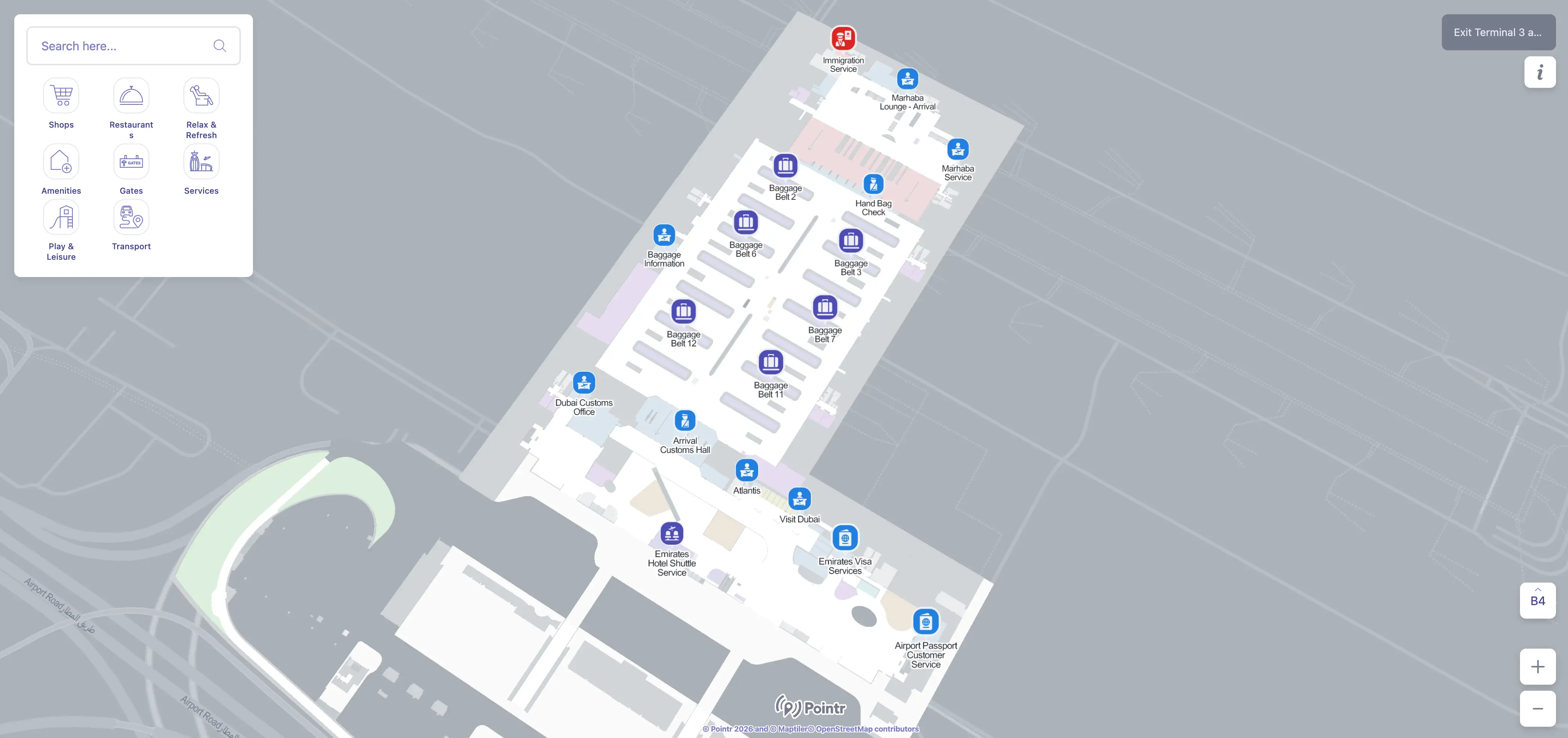 Dubai International Airport Terminal 3 Level B4 Arrivals Map 2025