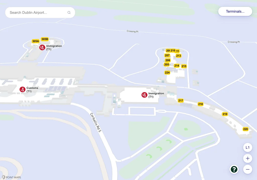 Dublin Airport Terminal 1 Level 1 Map 2025