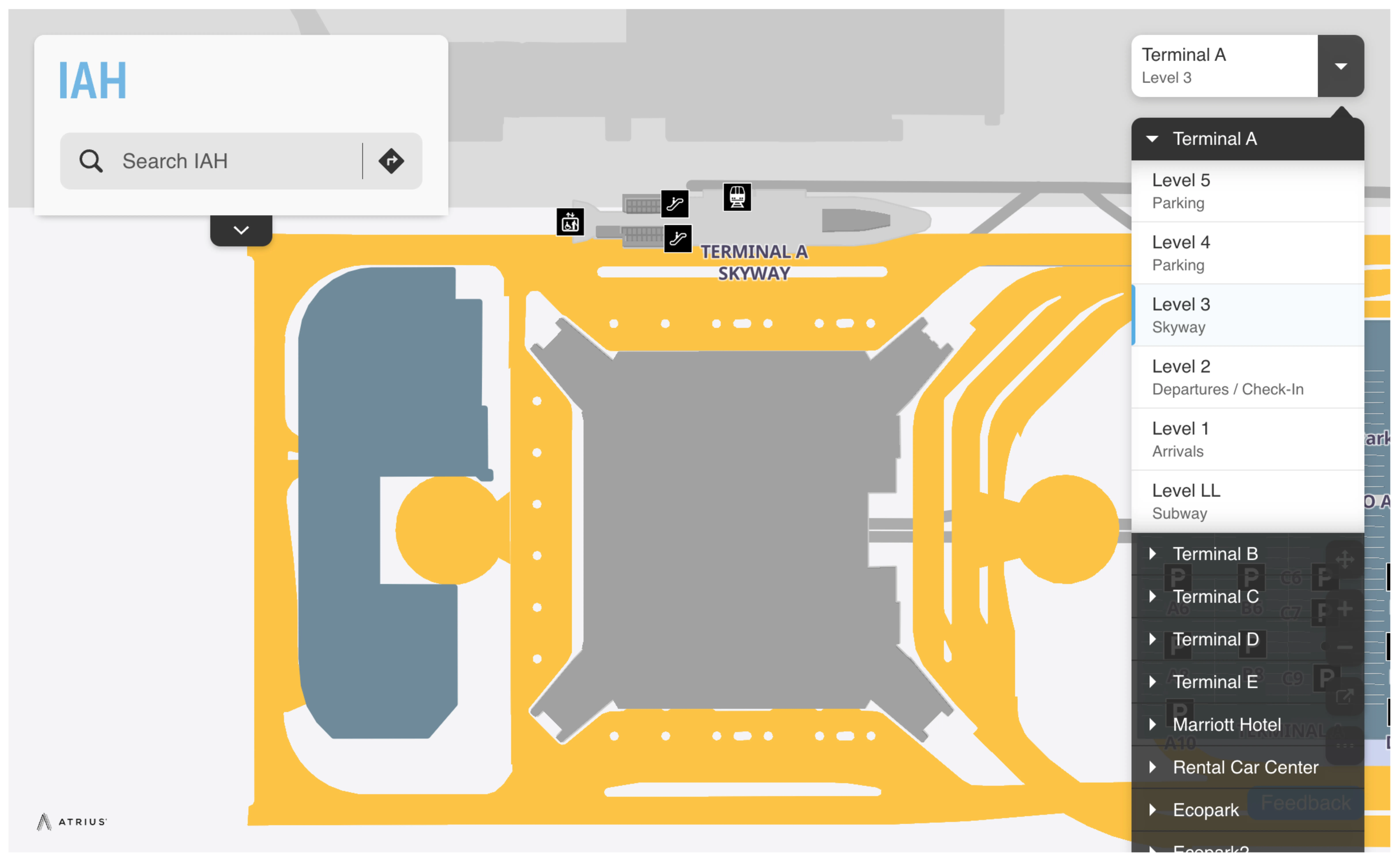 George Bush Intercontinental Airport Terminal A Level 3 Skyway Map 2025