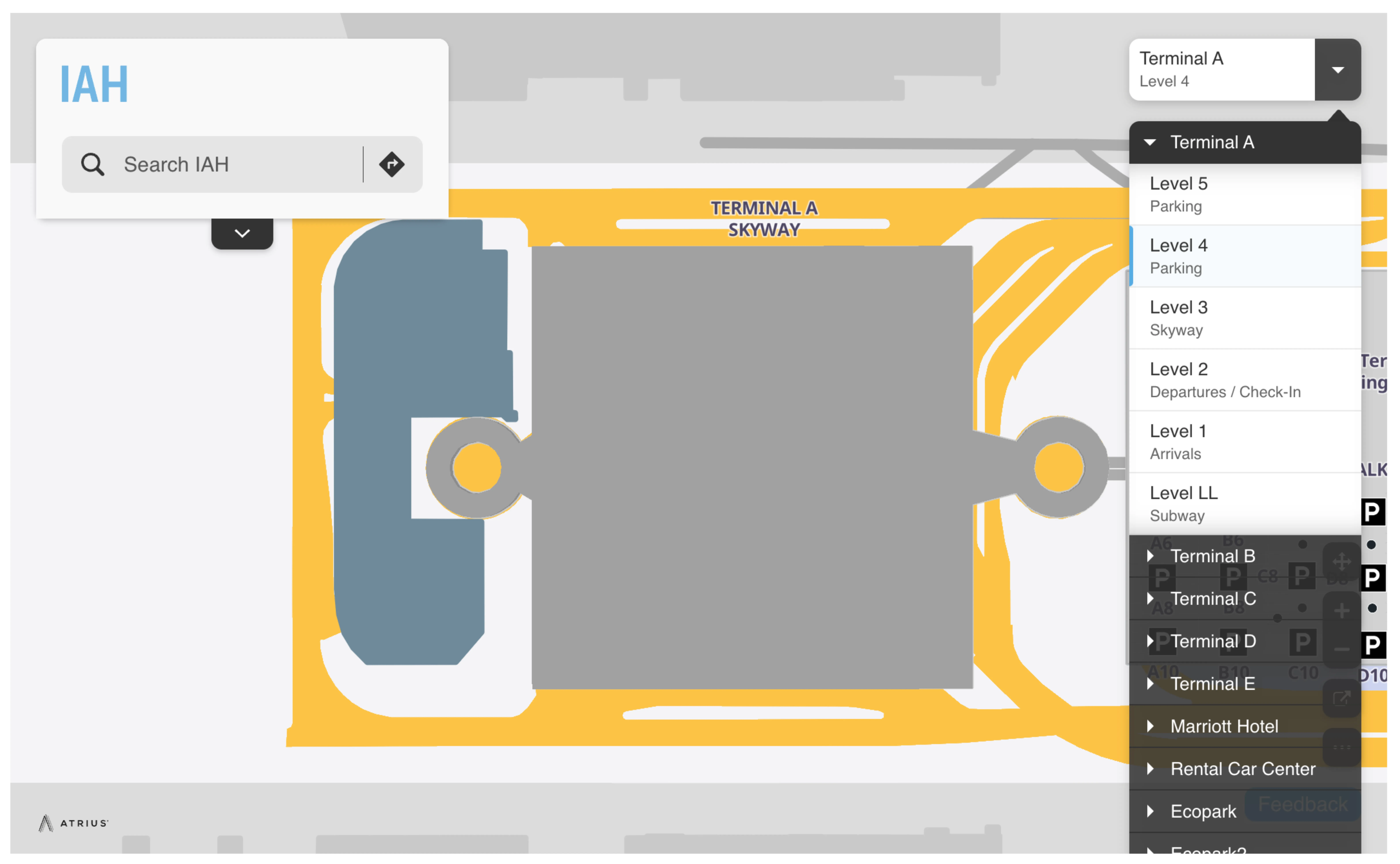 George Bush Intercontinental Airport Terminal A Level 4 Parking Map 2025