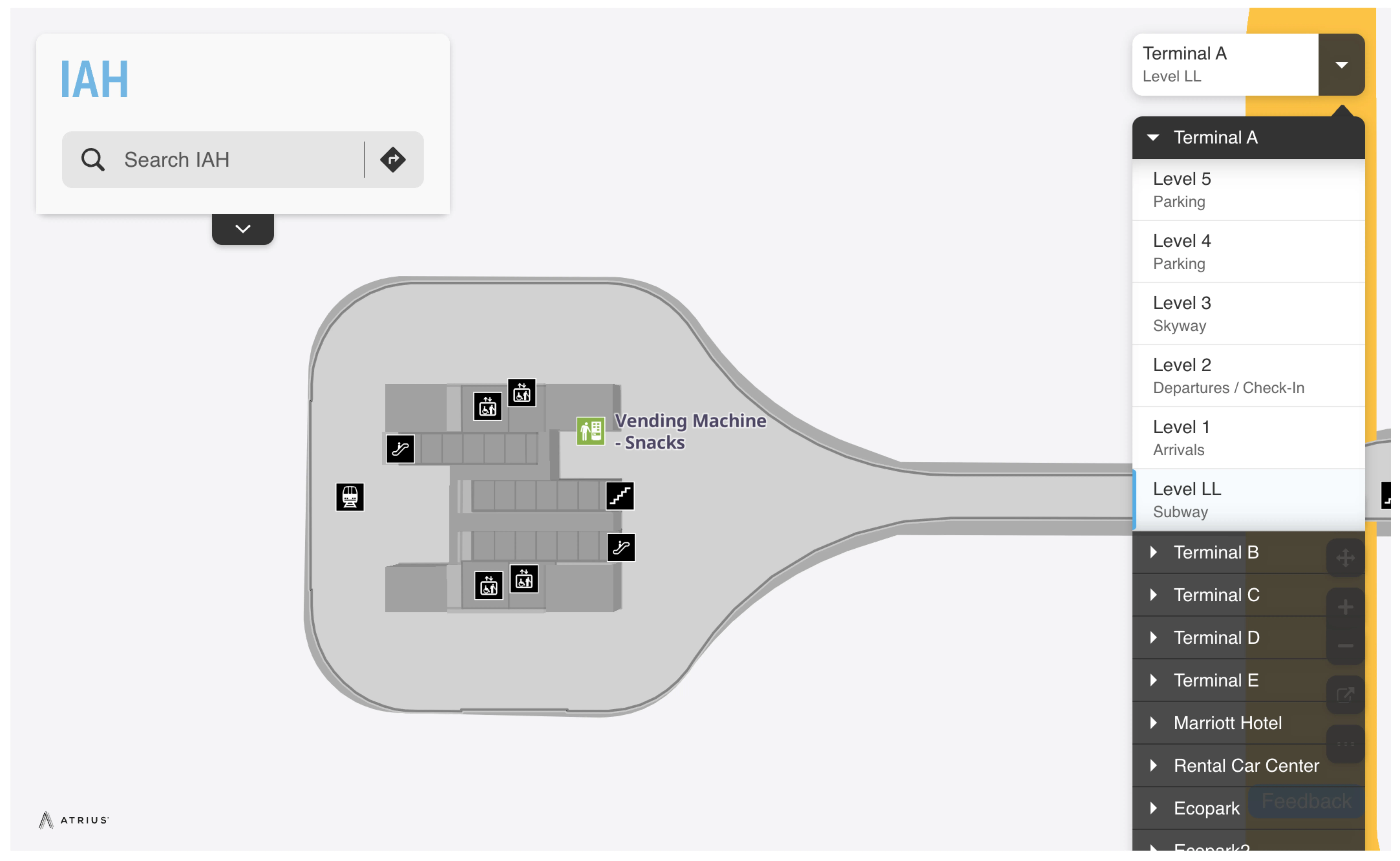 George Bush Intercontinental Airport Terminal A Level LL Subway Map 2025