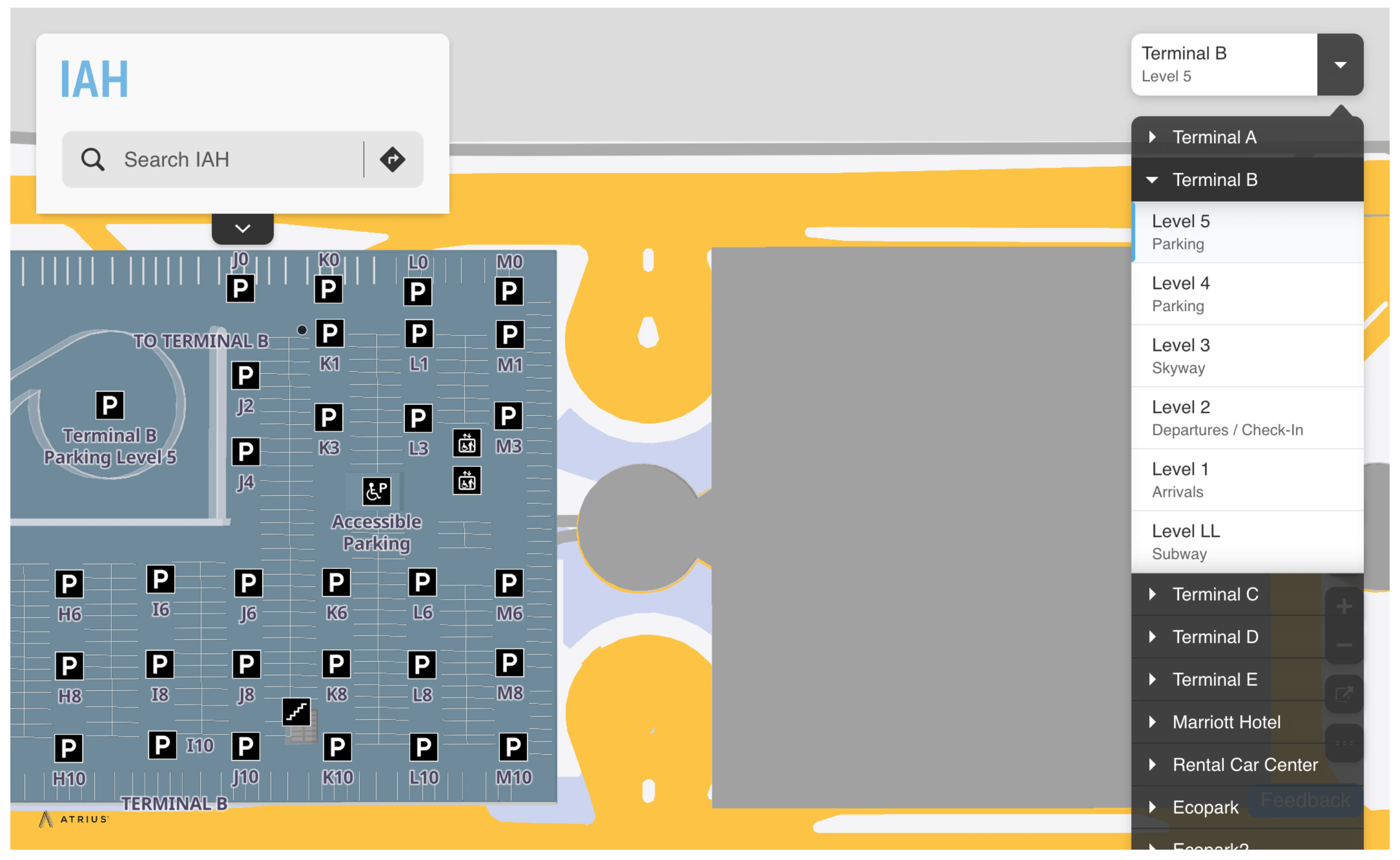 George Bush Intercontinental Airport Terminal B Level 5 Parking Map 2025