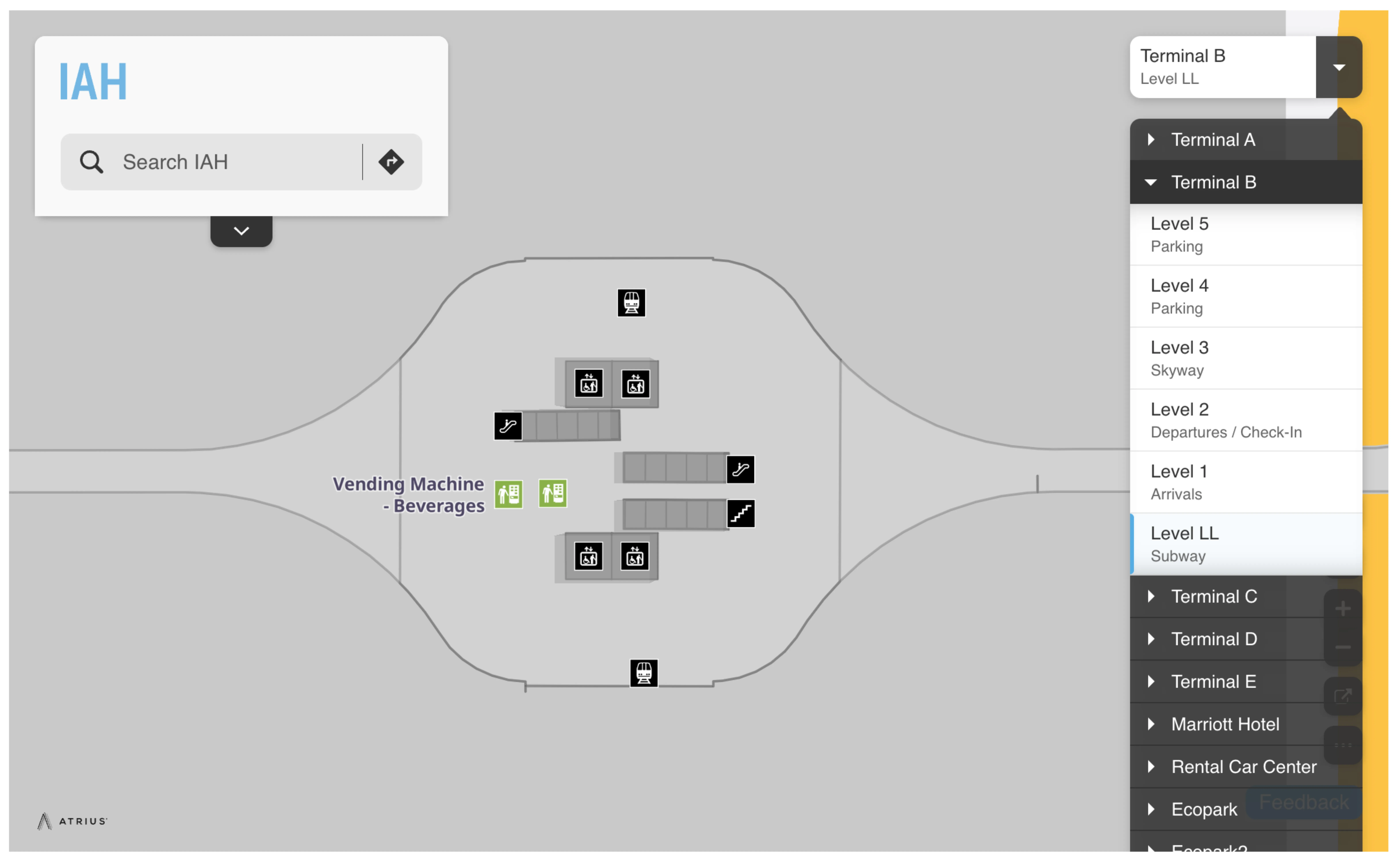George Bush Intercontinental Airport Terminal B Level LL Subway Map 2025