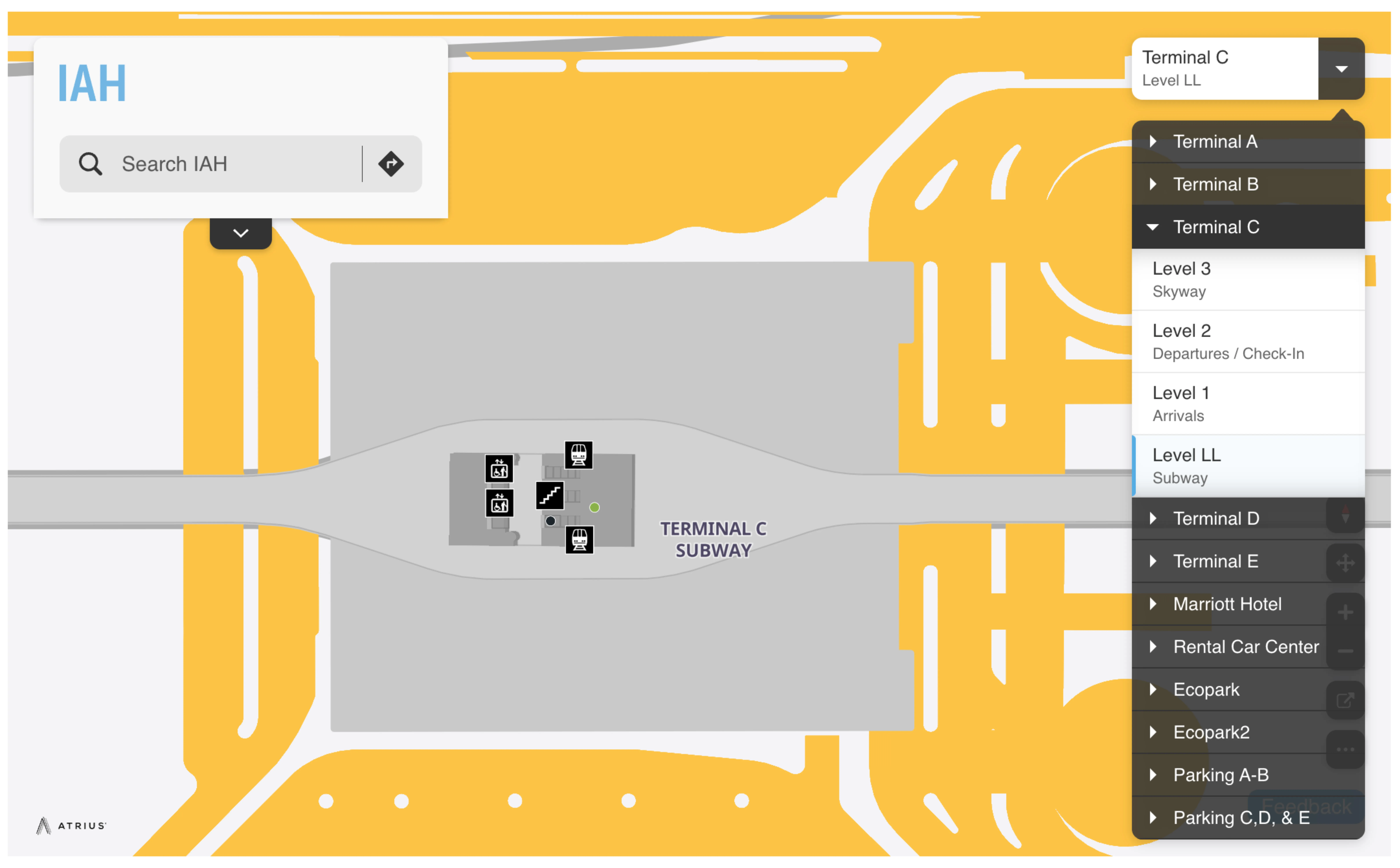 George Bush Intercontinental Airport Terminal C Level LL Subway Map 2025