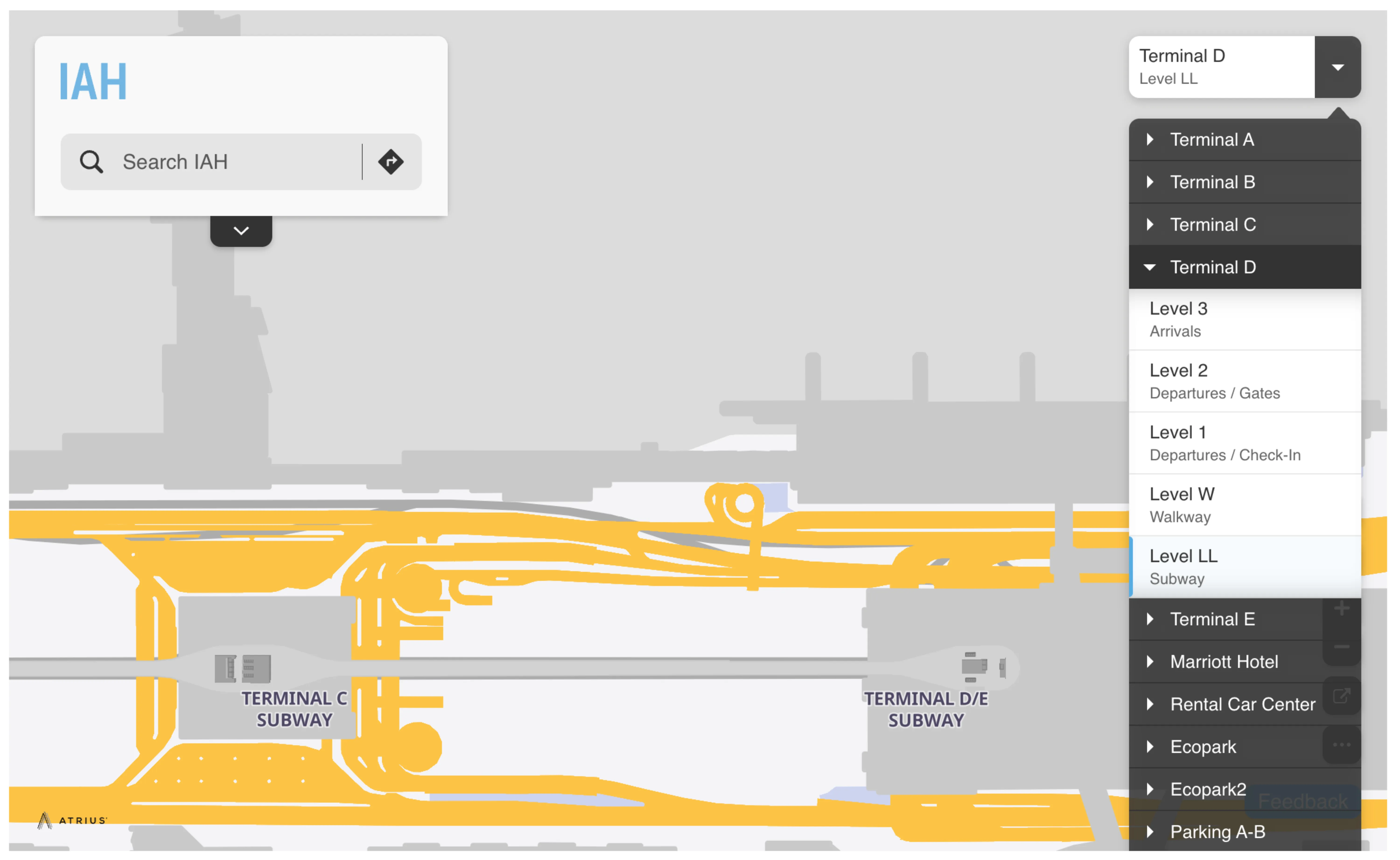 George Bush Intercontinental Airport Terminal D Level LL Subway Map 2025