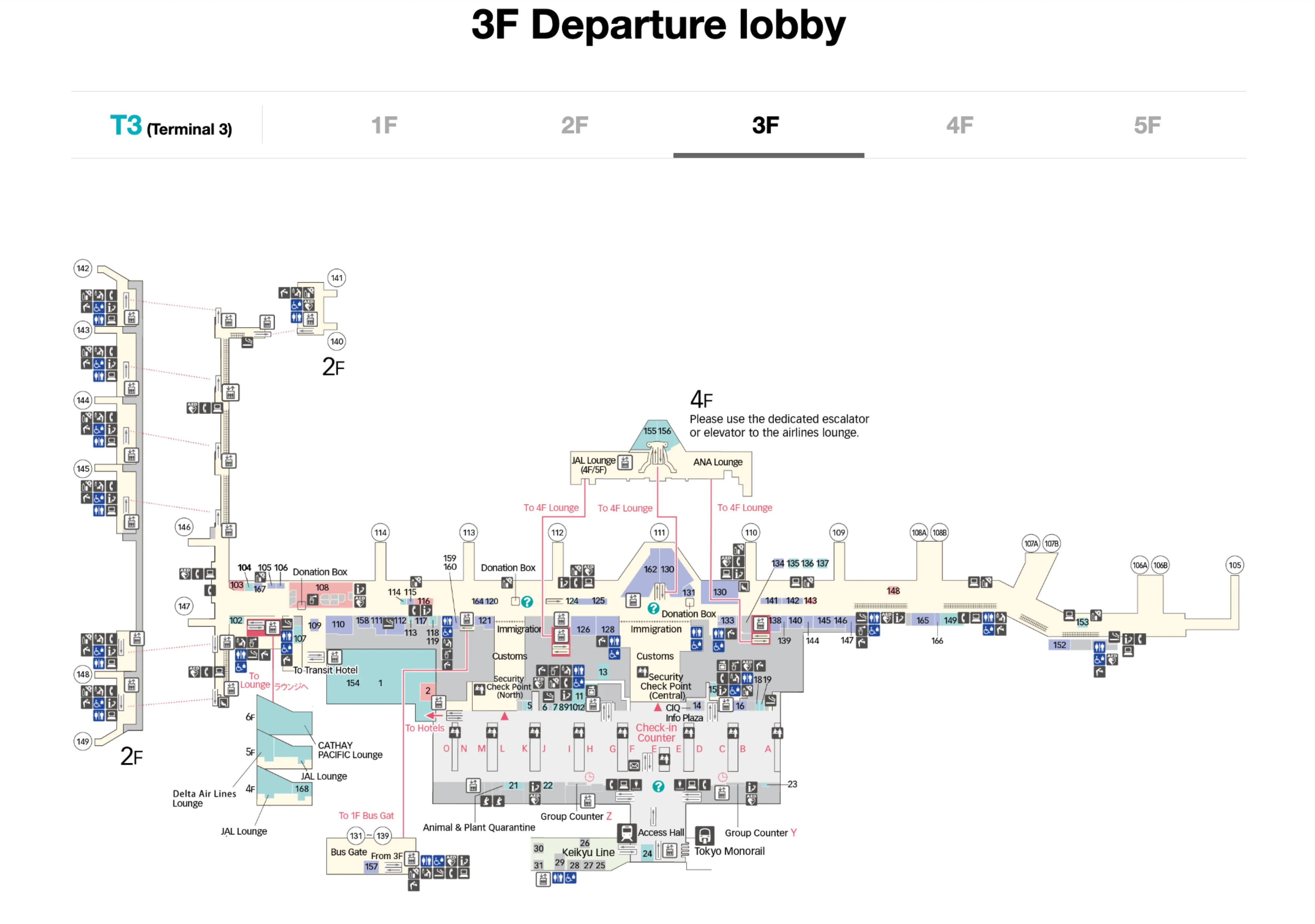 Haneda International Airport Terminal 3 3F Departure Lobby Map 2026