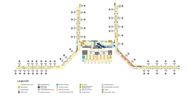 Indira Gandhi International Airport Terminal 3 Departure Map 2025