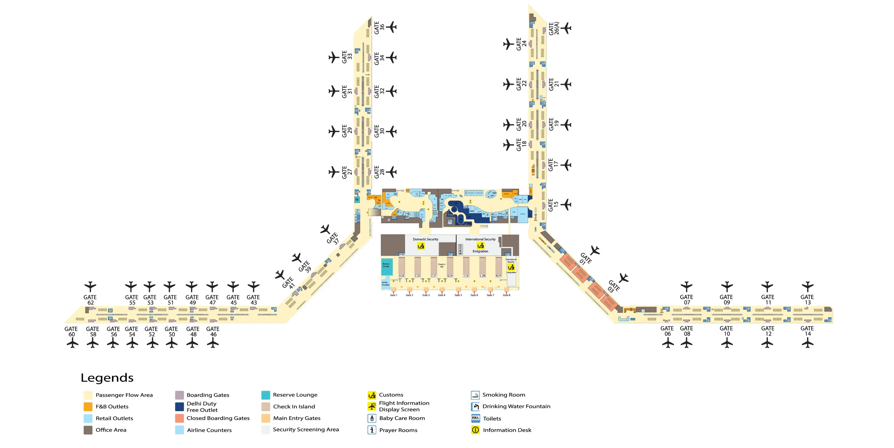 Indira Gandhi International Airport Terminal 3 Departure Map 2025