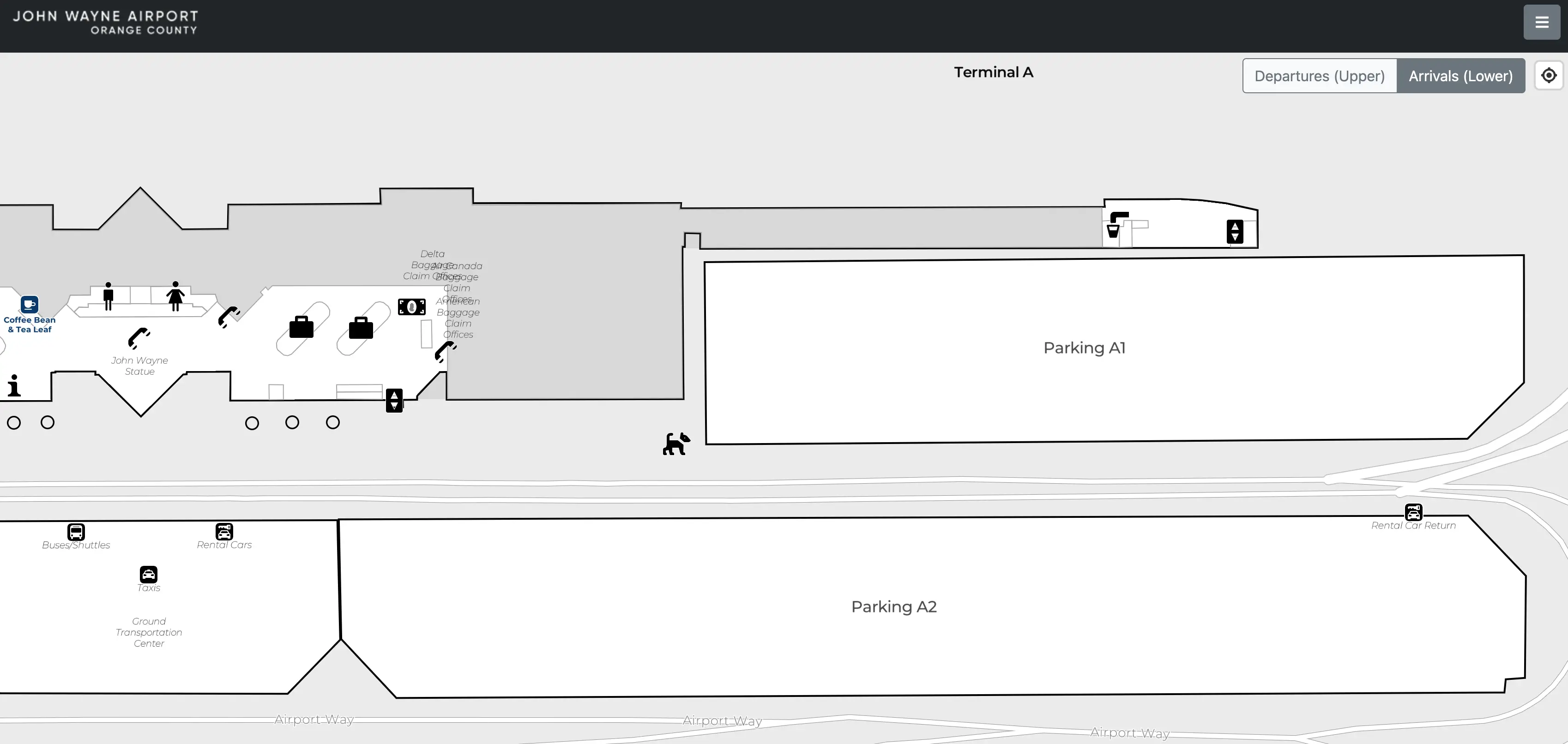 John Wayne Airport Terminal A Arrivals Map 2025