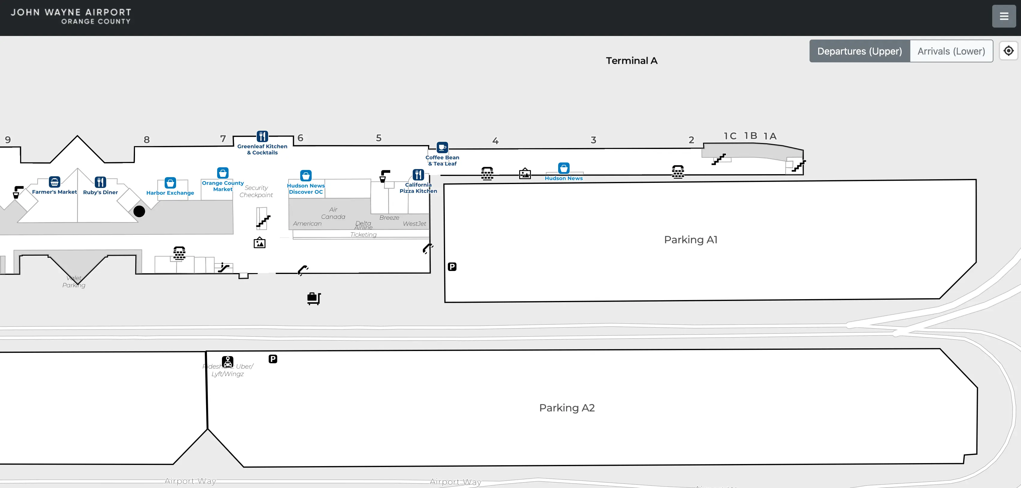 John Wayne Airport Terminal A Departures Map 2025