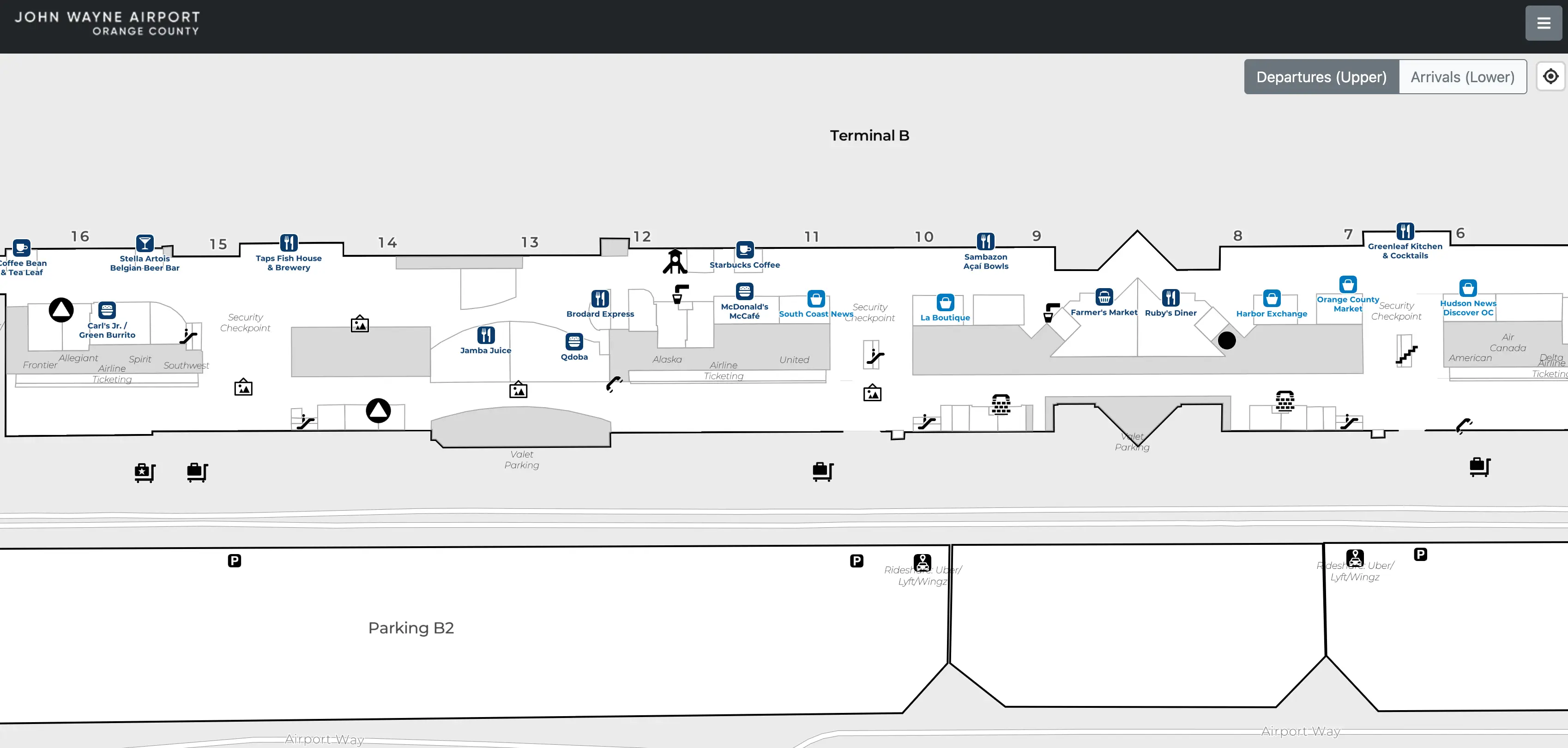 John Wayne Airport Terminal B Departures Map 2025