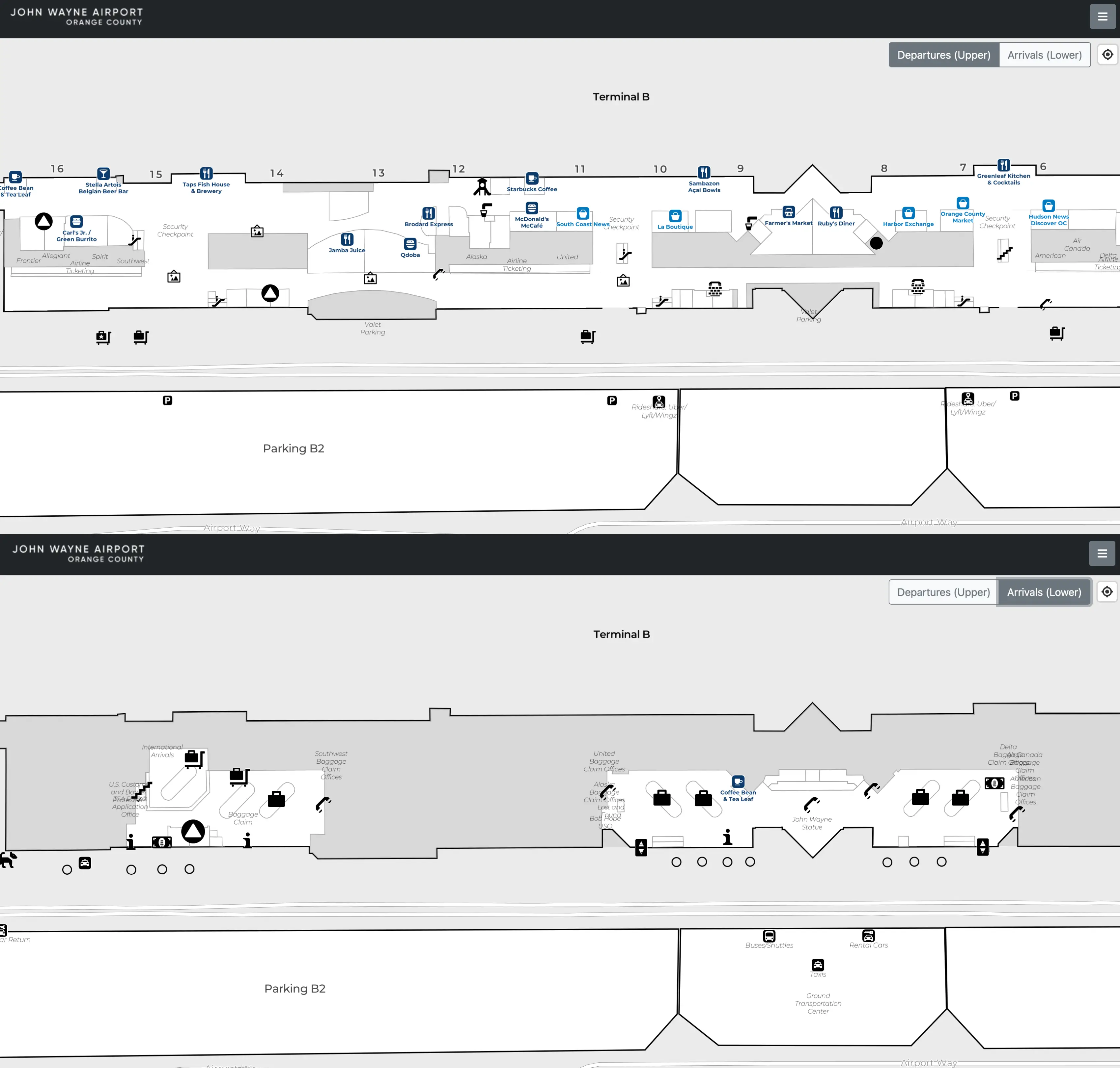 John Wayne Airport Terminal B Map 2025