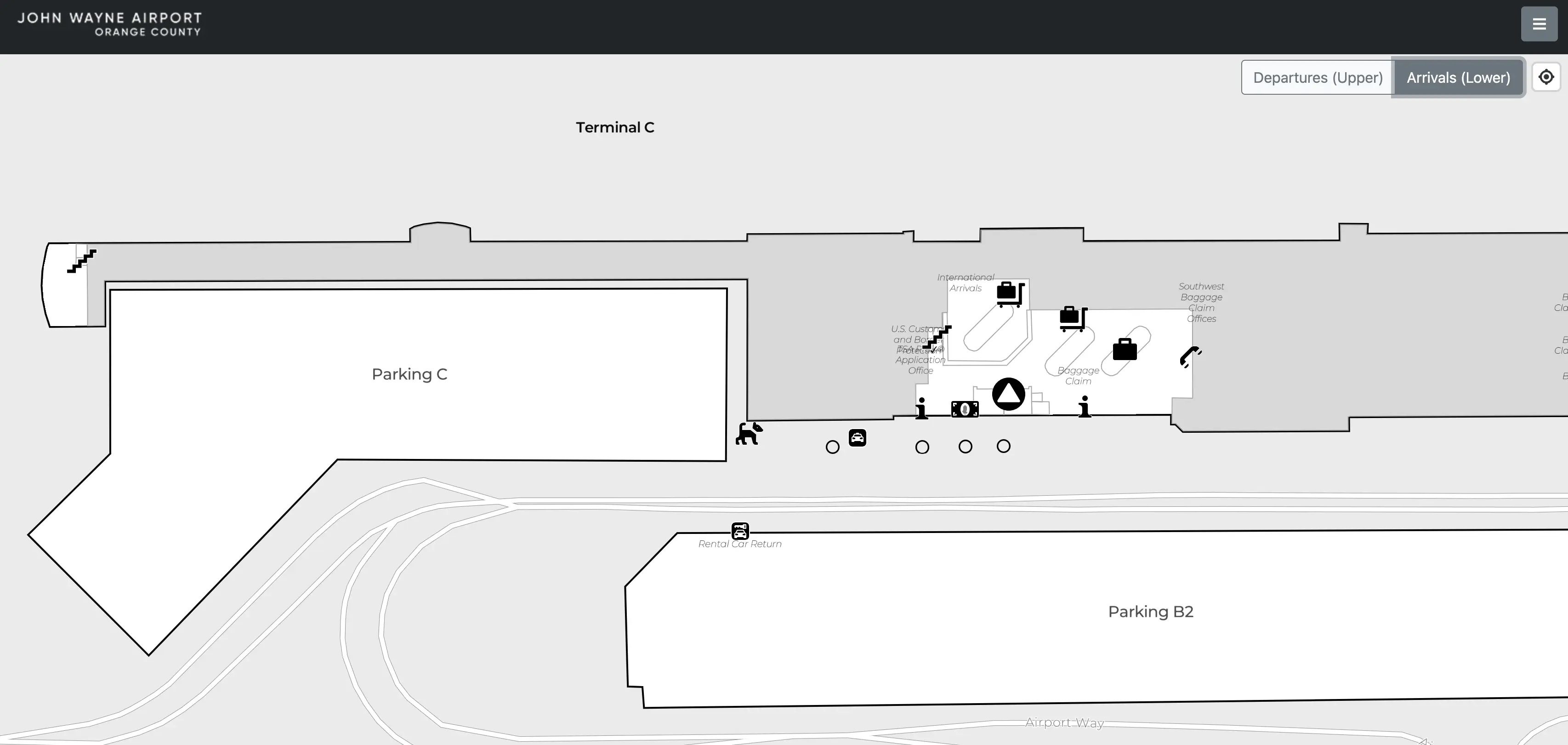 John Wayne Airport Terminal C Arrivals Map 2025