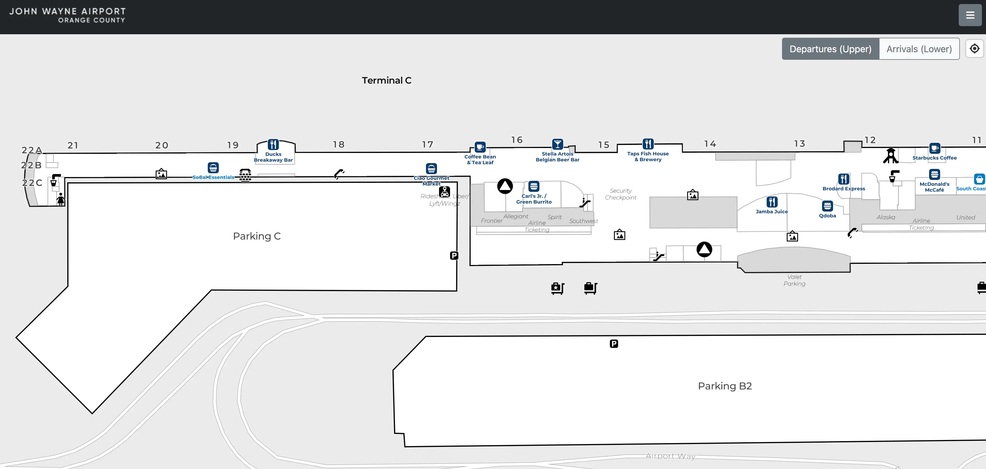 John Wayne Airport Terminal C Departures Map 2025