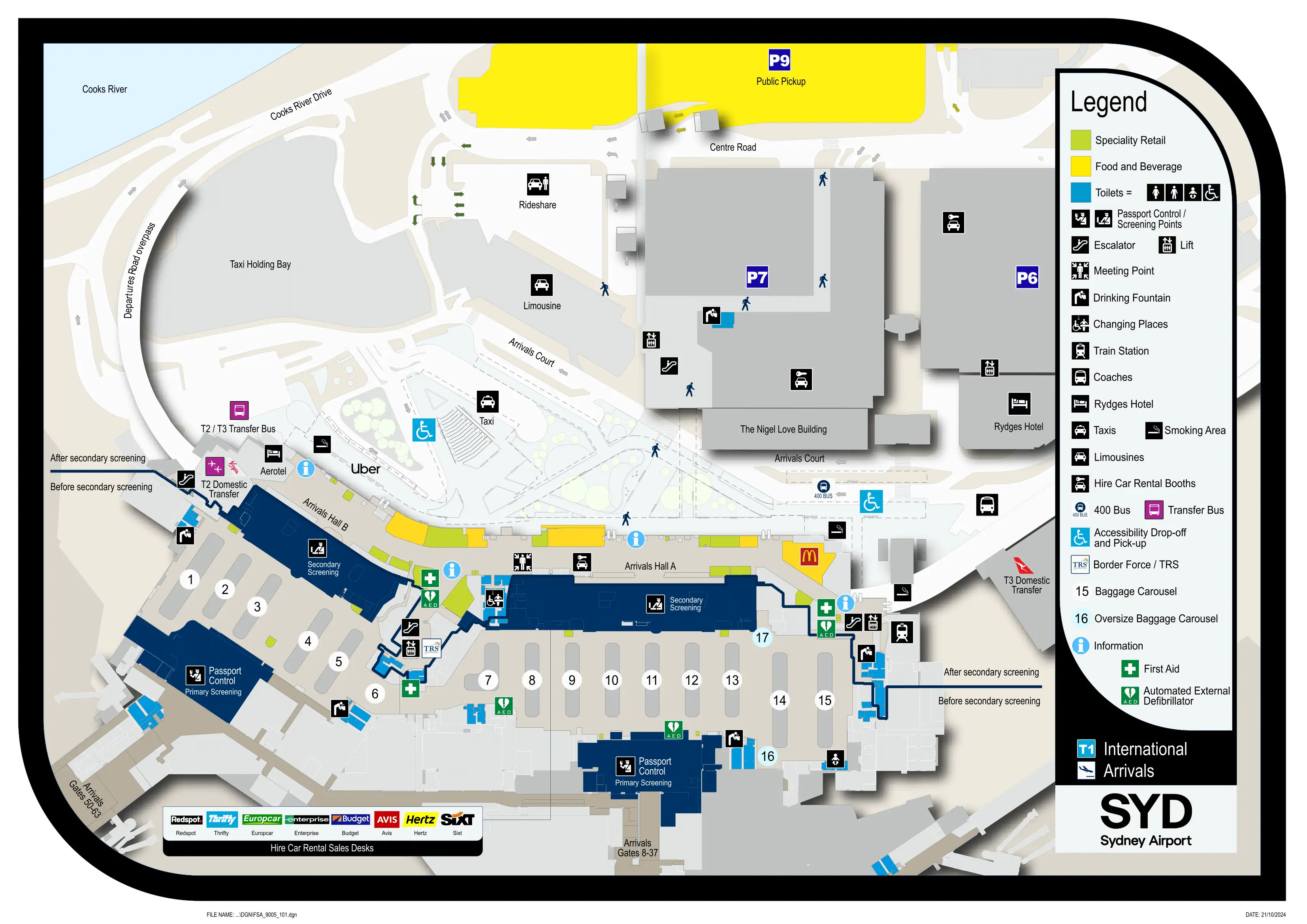 Kingsford Smith International Airport Terminal 1 International Arrivals Map 2025