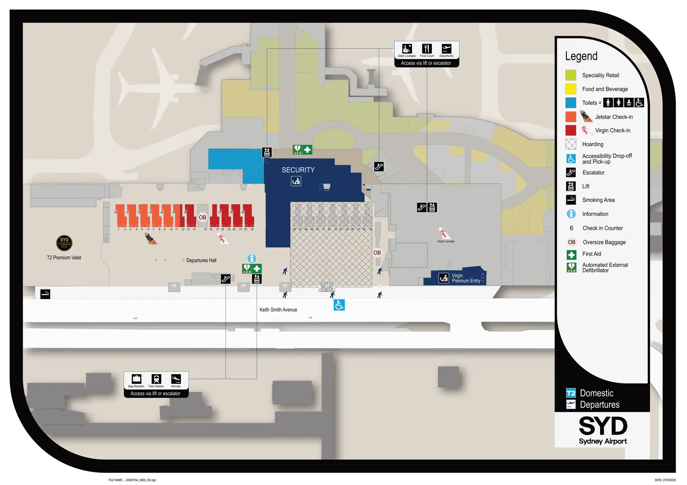 Kingsford Smith International Airport Terminal 2 Domestic Departures Map 2025