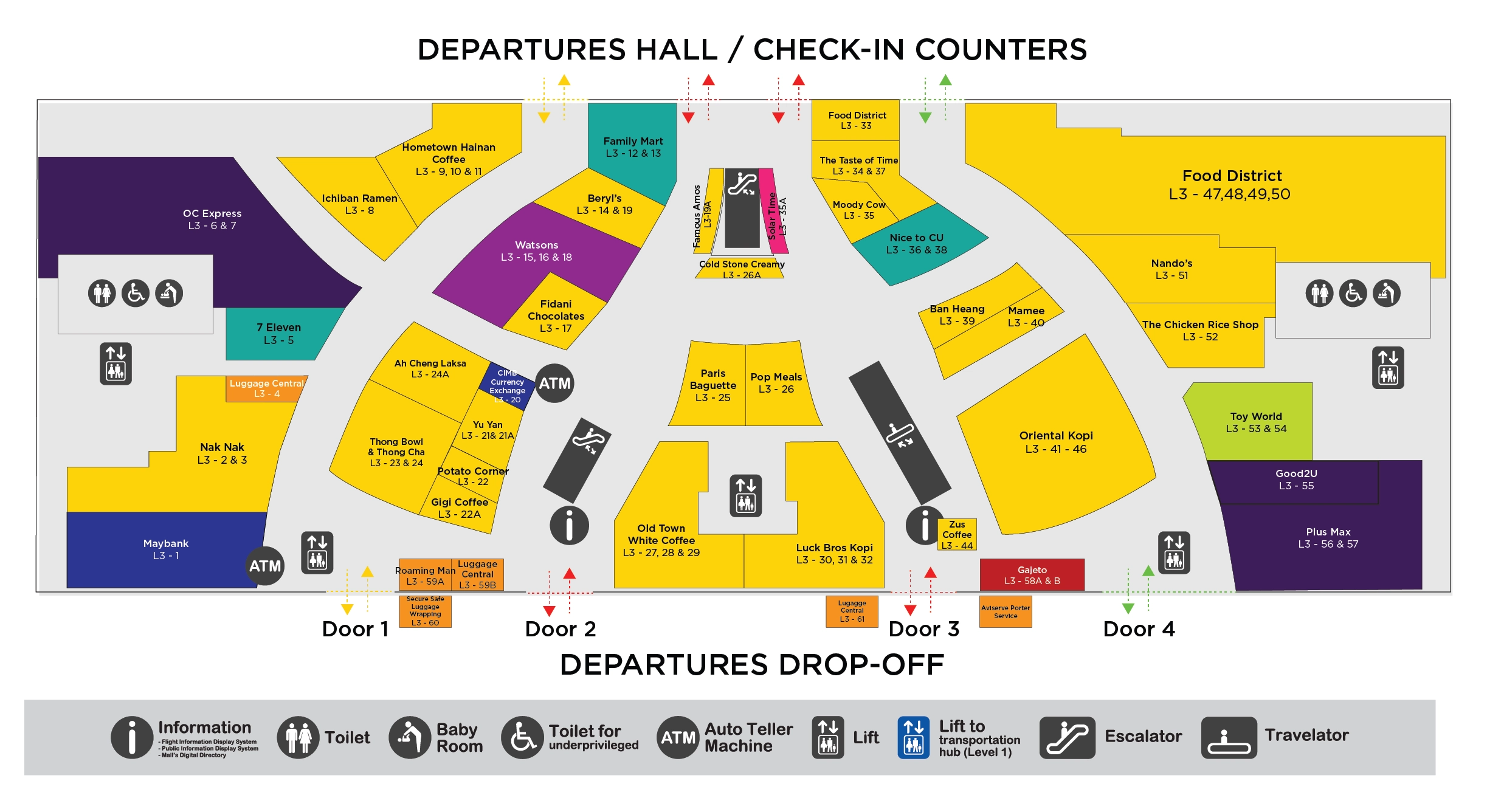 Kuala Lumpur International Airport Terminal 2 Level 3 Departures Map 2025