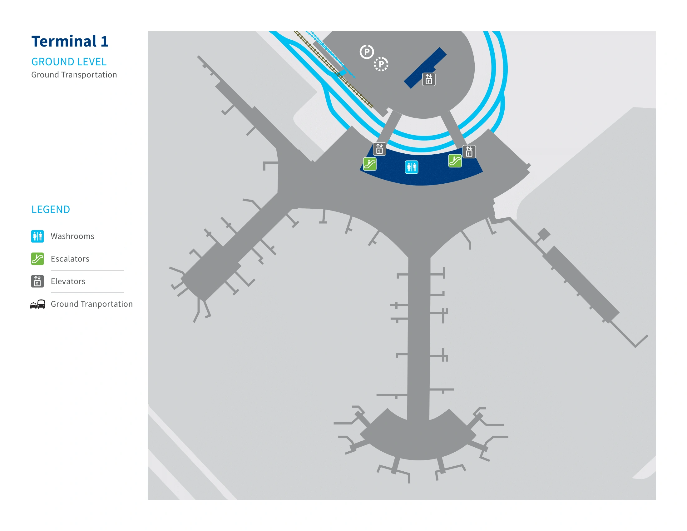 Lester B. Pearson International Airport Terminal 1 Level 1 Ground Transportation Map 2025