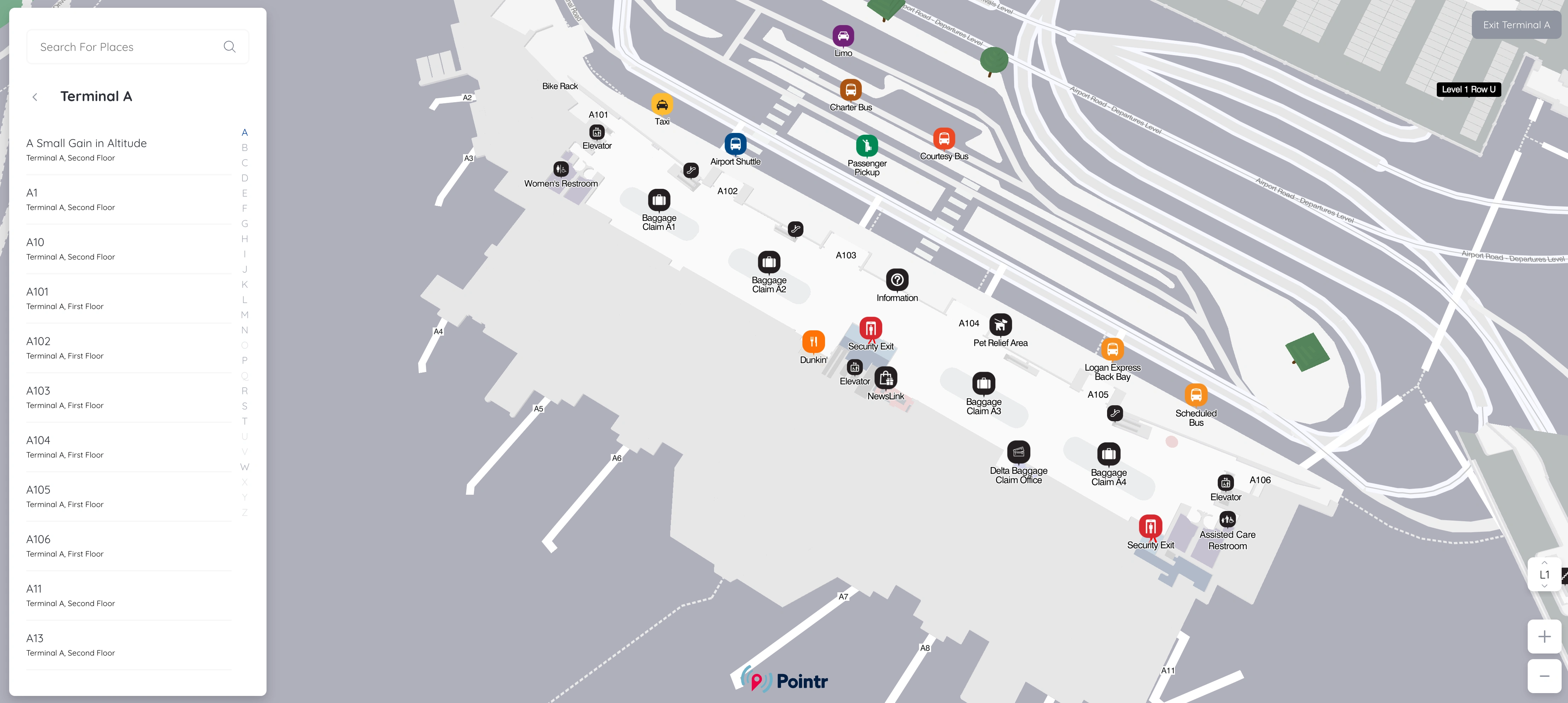 Logan International Airport Terminal A Level 1 Map 2025