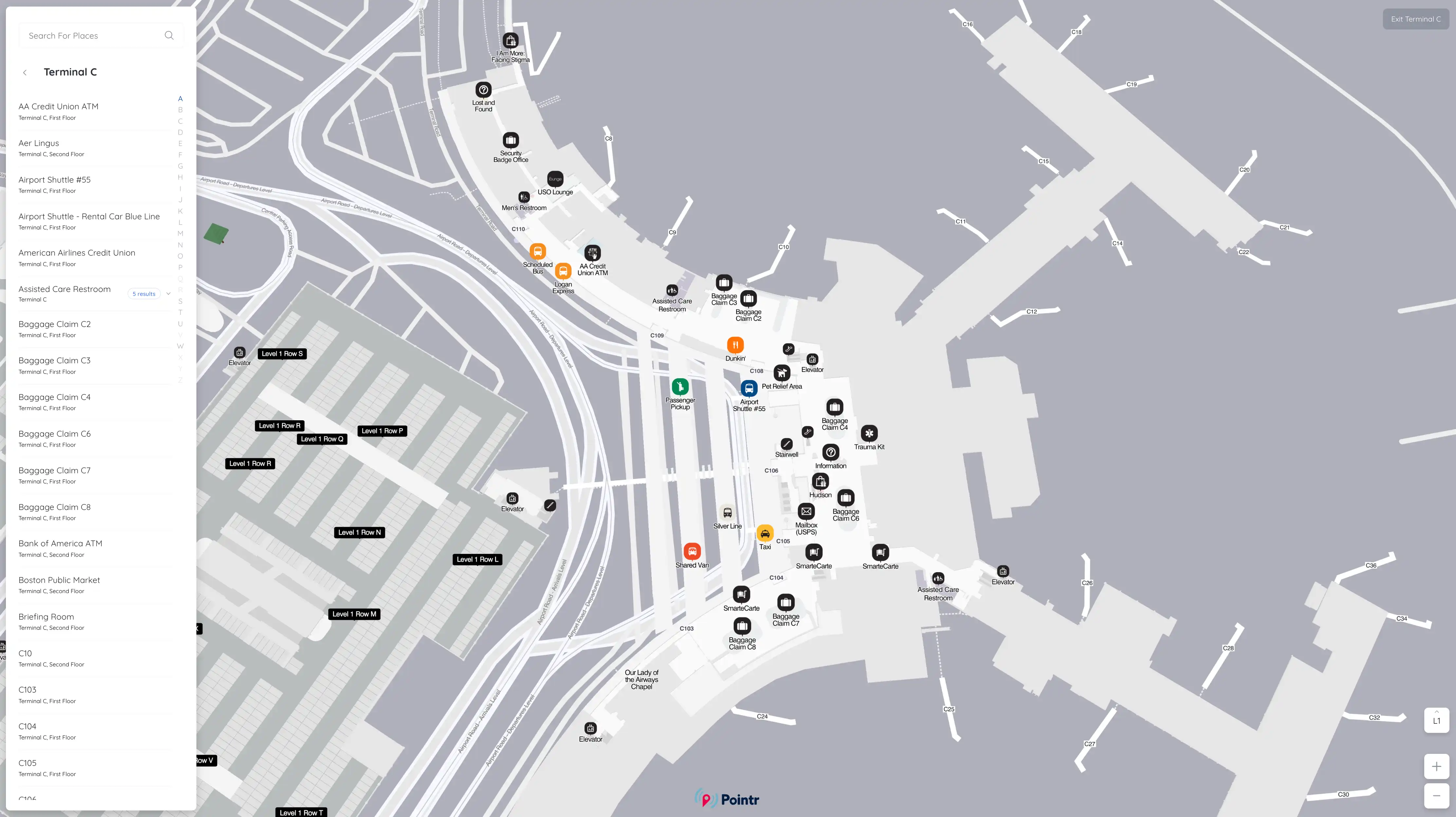 Logan International Airport Terminal C Level 1 Map 2025