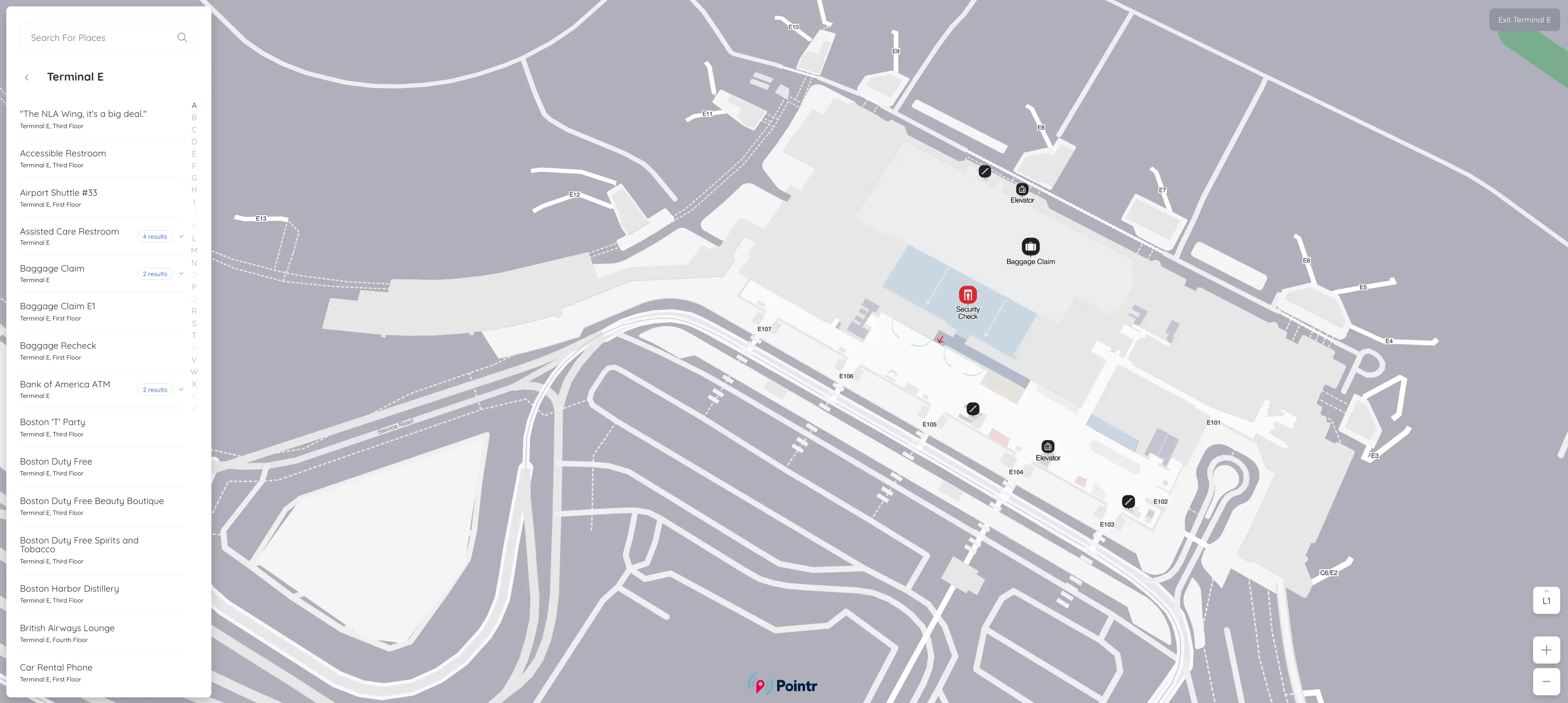 Logan International Airport Terminal E Level 1 Map 2025