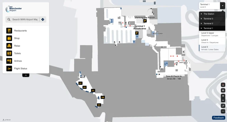 Manchester Airport Terminal 1 Level 0 Map 2025